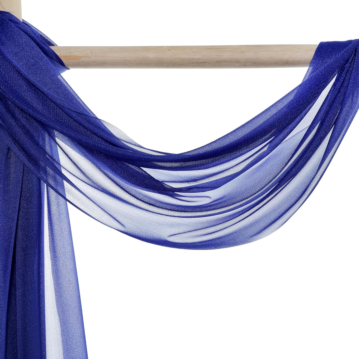 VDS Pack of 2 Panel (30 Inch X 50 Feet) Wedding Arch Draping Fabric Sheer Chiffon Fabric Drapery for Wedding Ceremony Reception Swag Backdrop Canopy Chuppah ARBO Altars Decoration (Royal Blue)