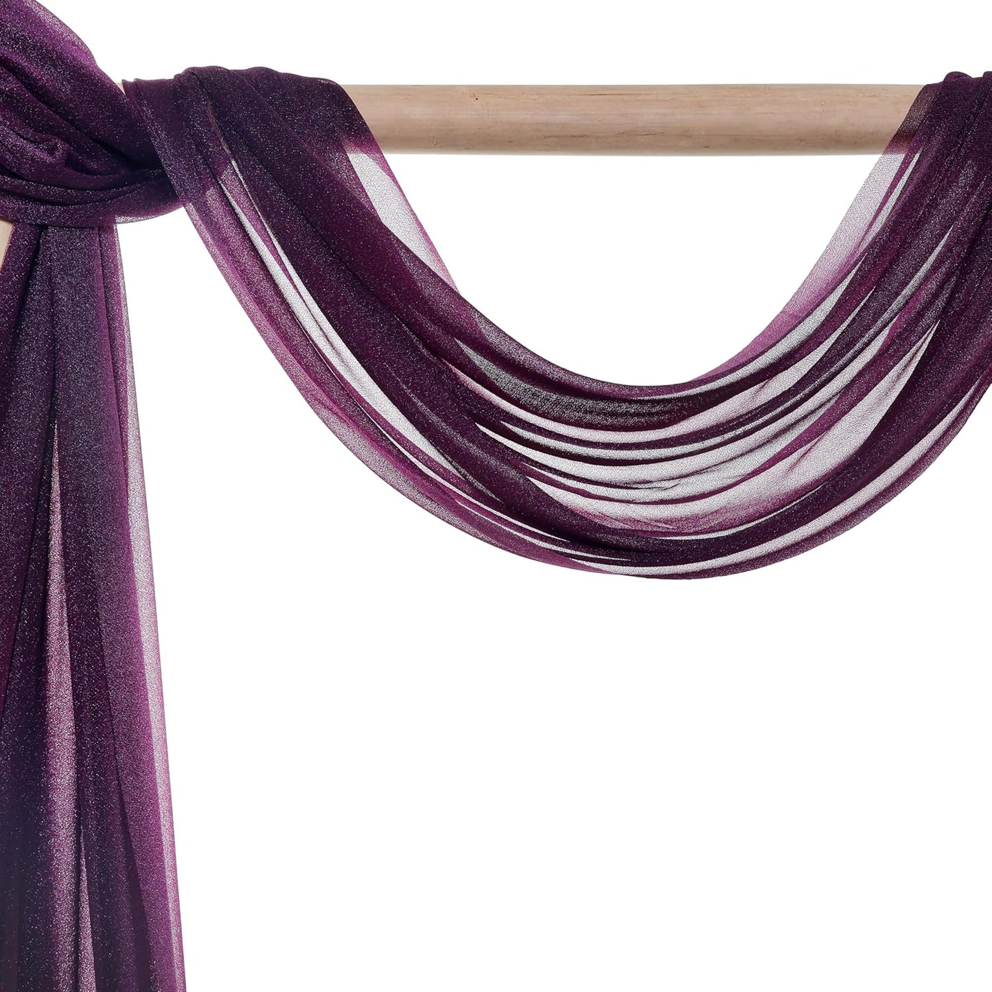 VDS Pack of 4 Panel (30 Inch X 20 Feet) Wedding Arch Draping Fabric Sheer Chiffon Fabric Drapery for Wedding Ceremony Reception Swag Backdrop Canopy Chuppah ARBO Altars Decoration (Eggplant)