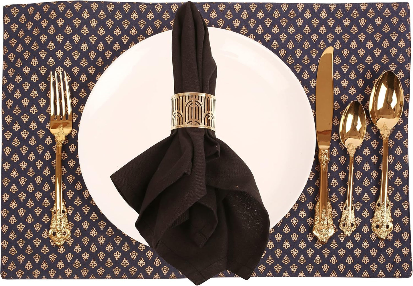 Brass Base Beautifully Handcrafted Mesh Work Large Size Party Decorative Dining Table Napkin Holders in Gold Tone. Set of 6.