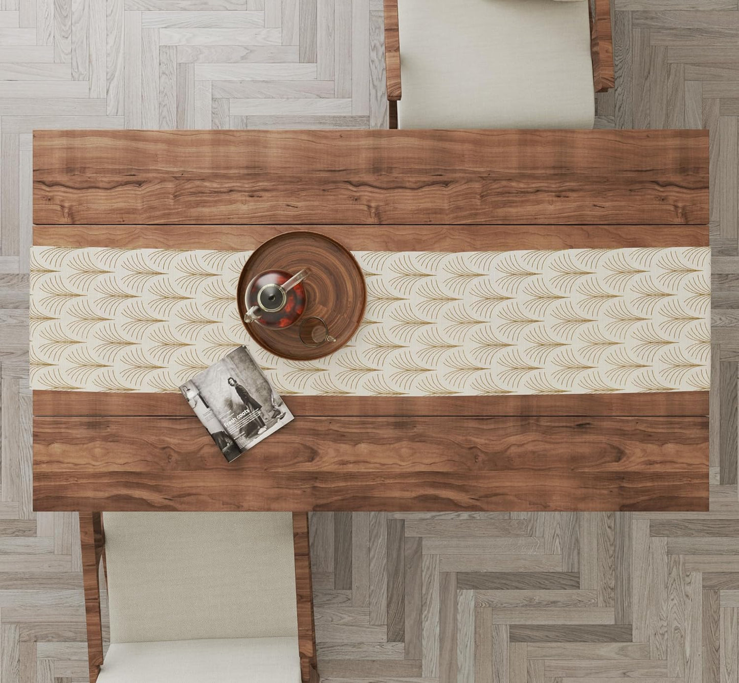 Ruvanti 100% Cotton Table Runner 72 Inches Long, Non-Slip, Stain Resistant, Washable & Reusable Table Runners Perfect for Wedding, Parties, Christmas, Holiday, in-Door use - Luminous