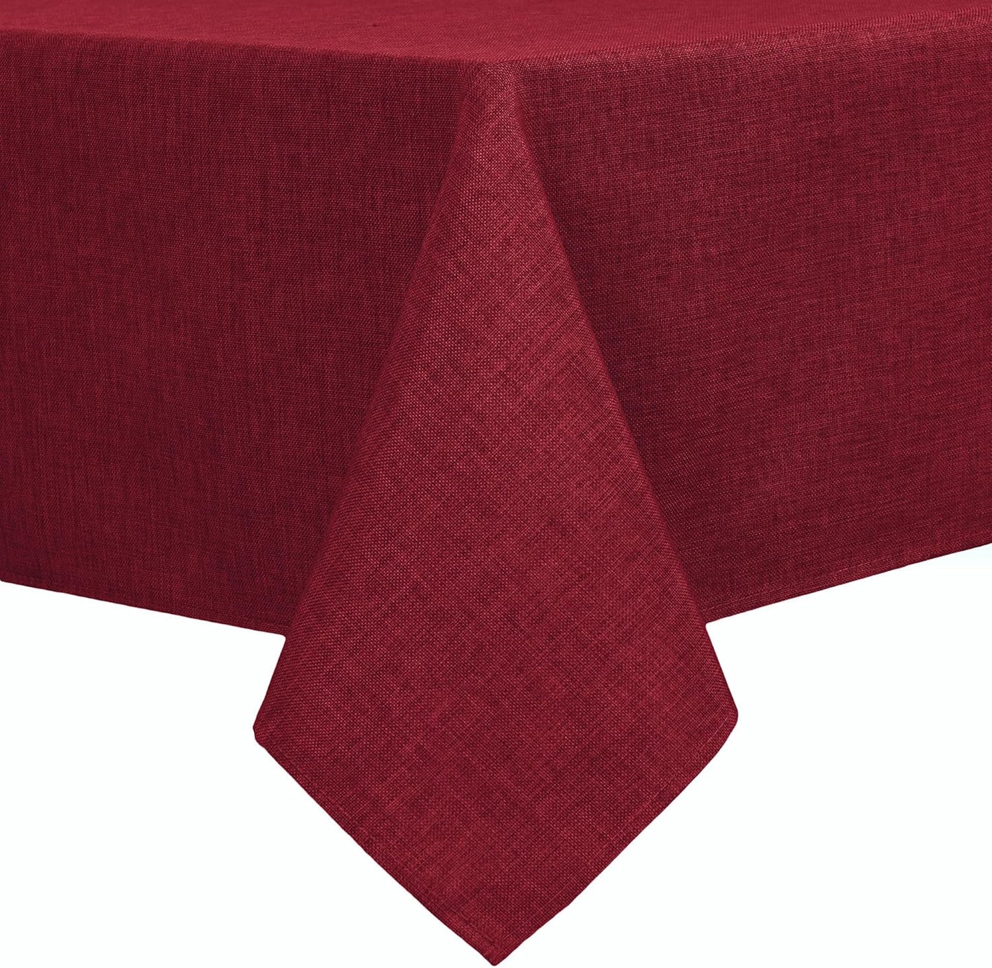Hiasan Faux Linen Rectangle Tablecloth - Wrinkle and Stain Resistant Washable Table Cloth for Kitchen Dining Room Holiday Table Cover for Dinner, Red, 52 x 70 Inch