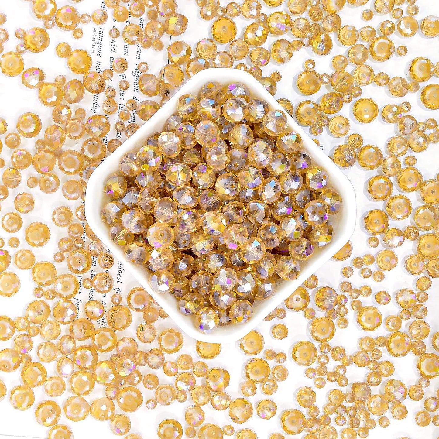 1200 Pcs 4mm Round Crystal Glass Beads for DIY Jewelry, Ideal for Bracelets, Necklaces, Pendants, and Handmade Craft Projects(Gold Champagne)