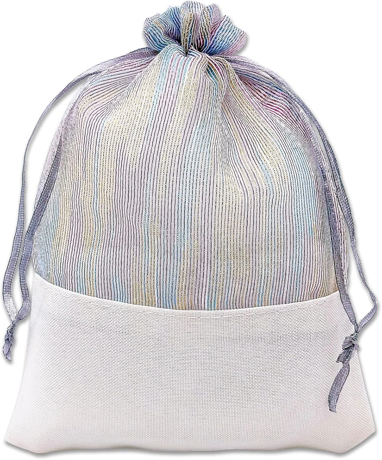 TheDisplayGuys For Your Modern Living 24-Pack Linen & Iridescent Organza Gift Bags with Drawstrings (Small 4 x 6) - Party Favors, Samples, Treats Mesh Pouches