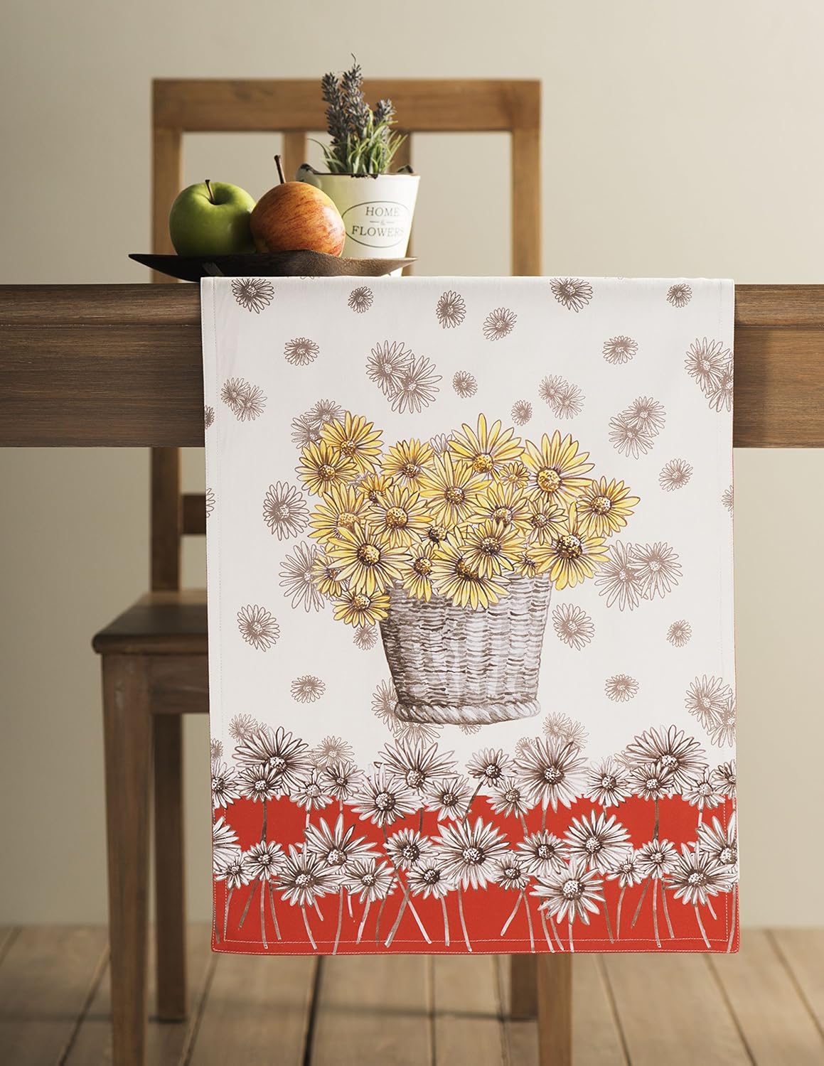 Maison d' Hermine Table Runner 100% Cotton Single Layer Table Runners 90 inches Long for Thanksgiving Christmas Decorations Home Kitchen Dining Party Wedding (Bagatelle, 14.5" x 90")