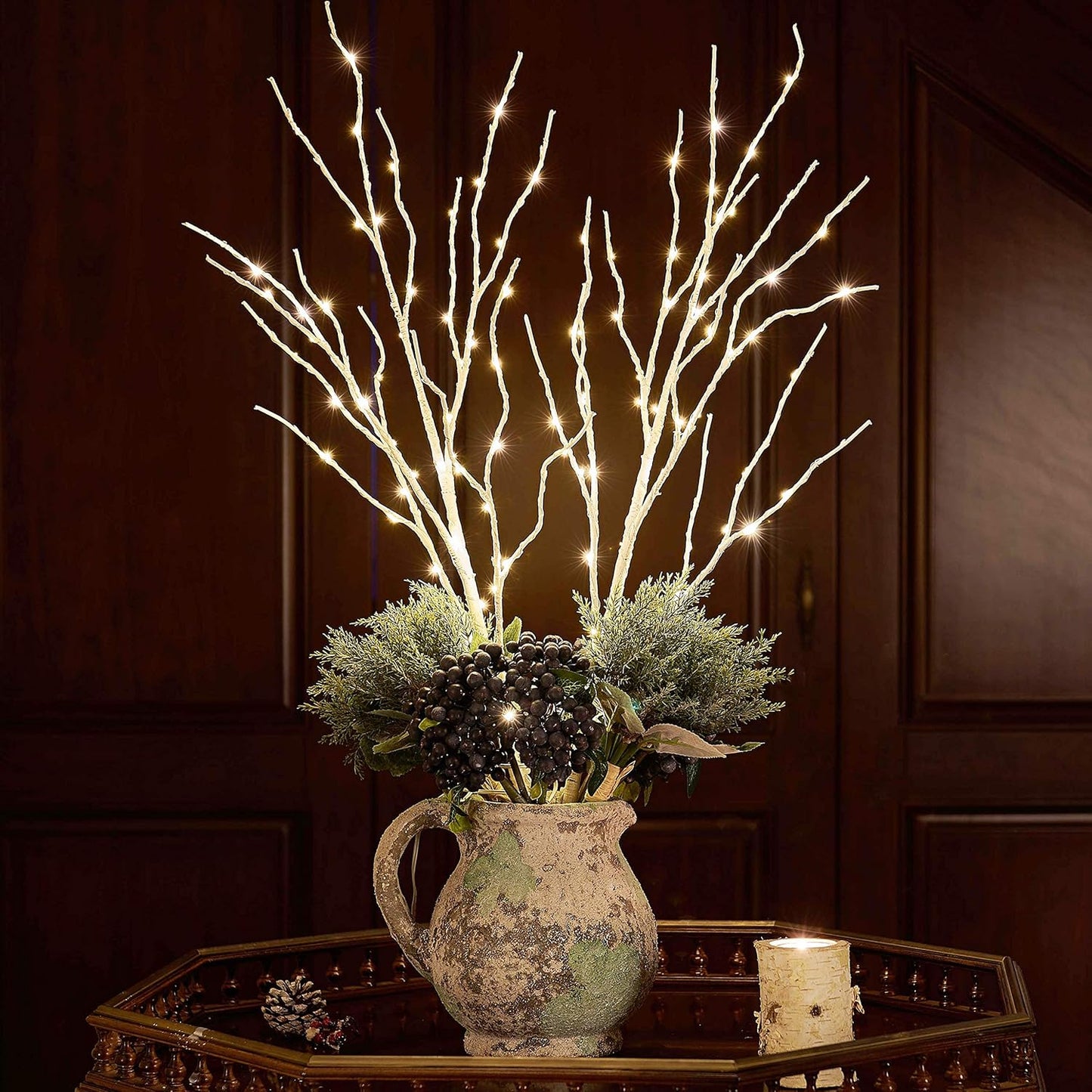 Fudios Birch Branch Lights with Timer for vase 100 LED Lighted Willow Twig 32IN Tall Battery Operated Home Party Indoor Outdoor use
