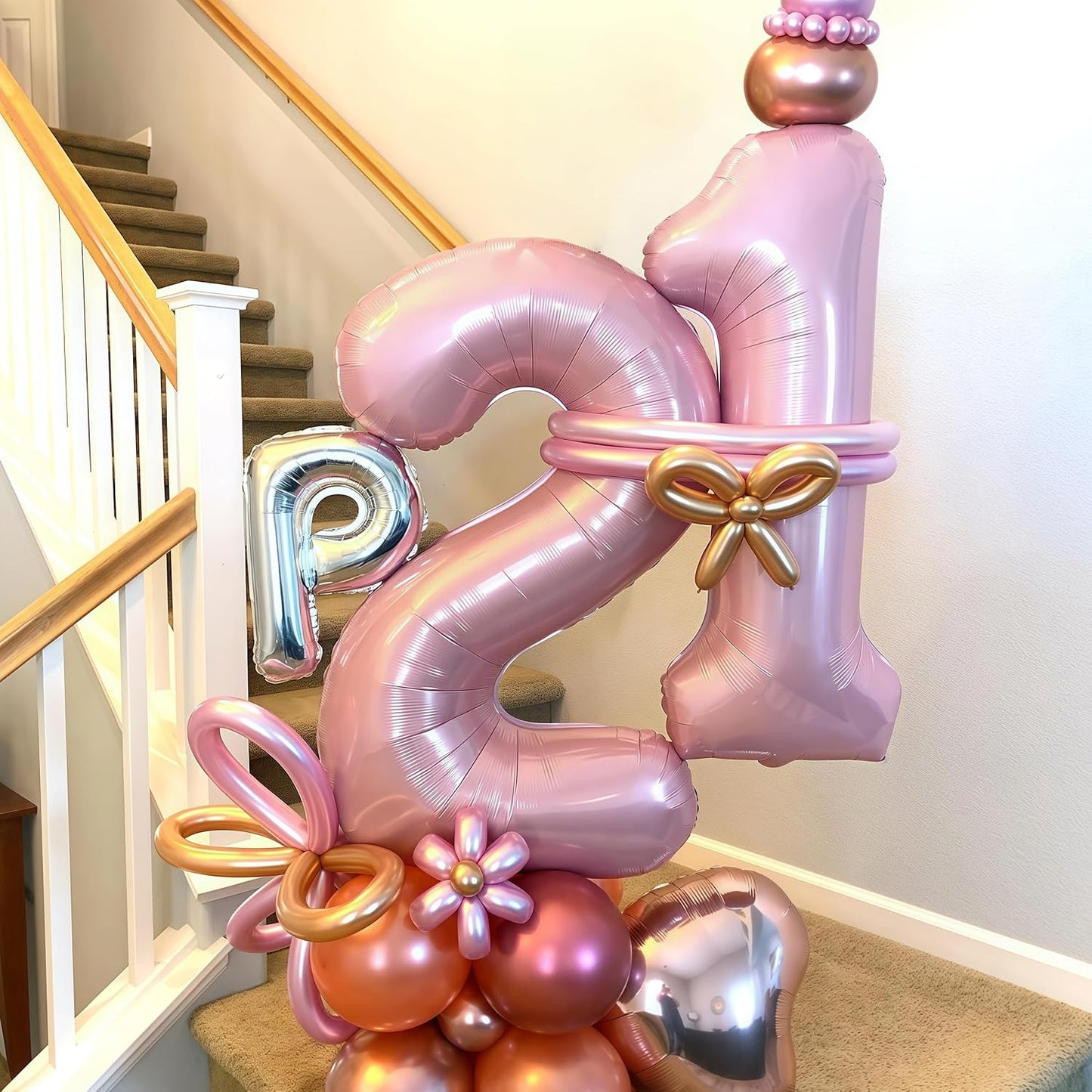 Number 15 Balloon Pastel Pink, Giant Number 1 & 5 Helium Foil Balloon for Girls 15th Birthday Decor, 40 Inch Self Inflating Mylar 15 Balloon Number for Women Anniversary Party Decorations Supplies