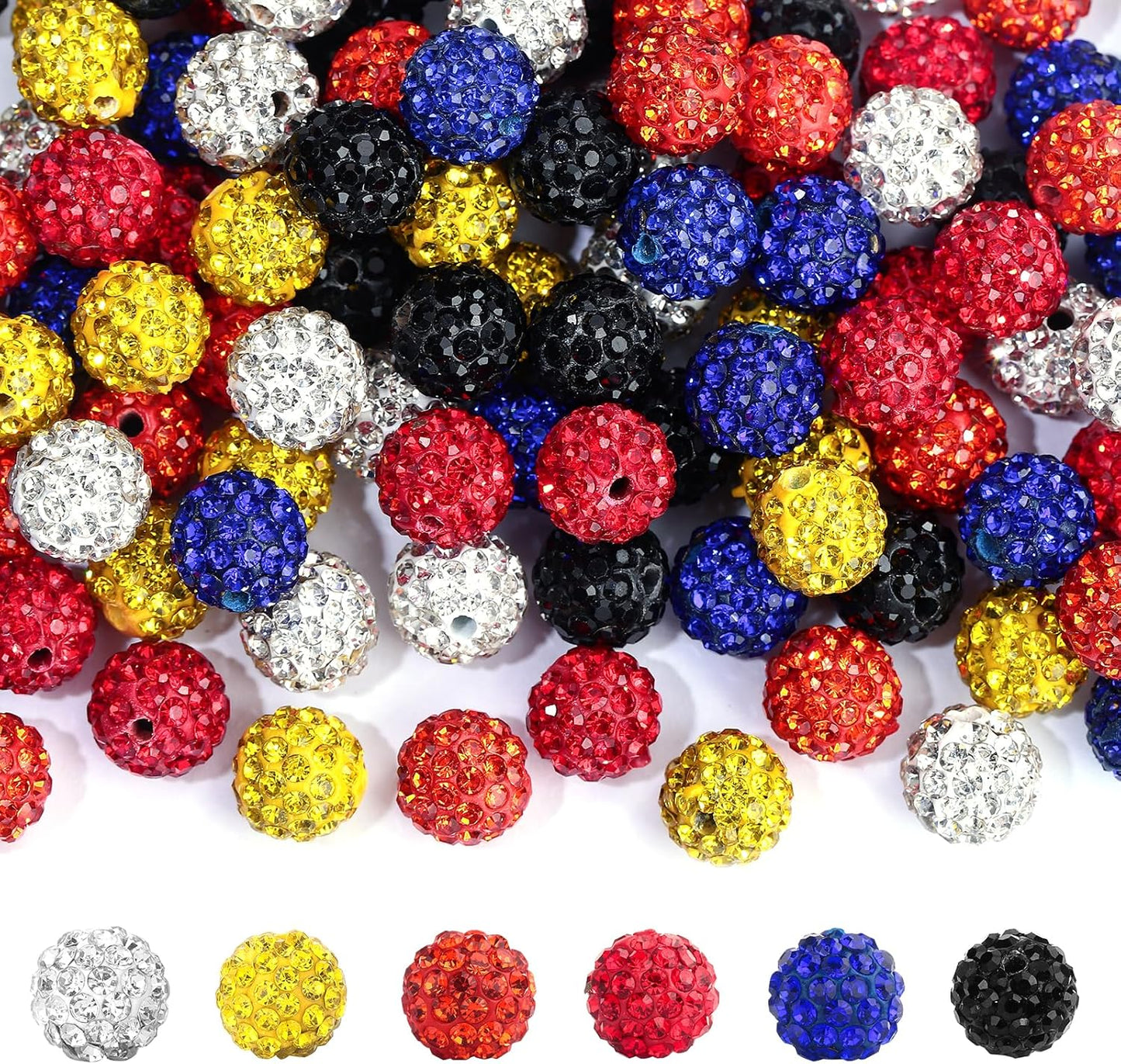 240pcs 10mm Gold Rhinestone Beads for Jewelry Making, Crystal Disco Ball Beads for DIY Crafting Friendship Bracelet, Necklace, Earring and Decoration