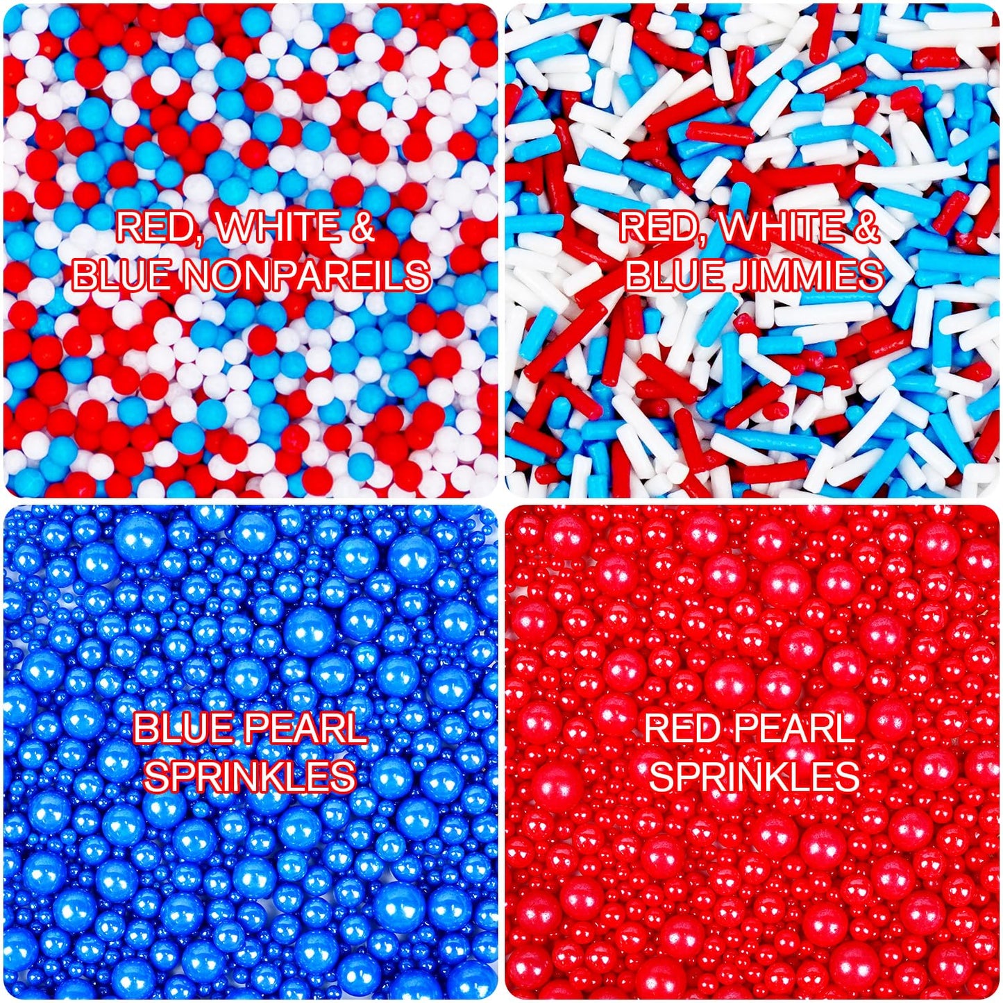 Patriotic Sprinkles, 4th of July, Edible Red Blue Sprinkles for Cupcakes Cake Decorating, 160g/5.64oz, Cake Decorations, Baking Ice Cream Toppings