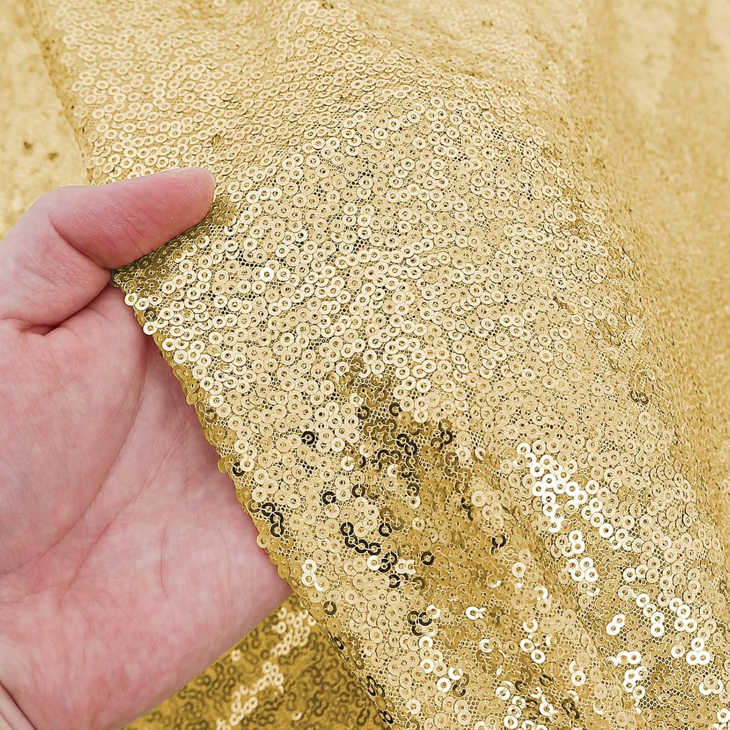 Gold Sequin Square Tablecloth - 50x50 inch, Luxurious Sparkle & Glitter Party Table Cloth, Wedding & Event Decoration