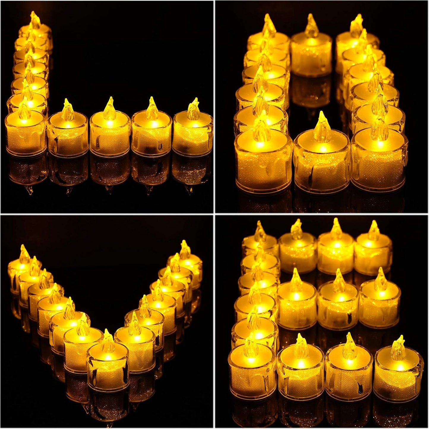 Flameless LED Tea Light Candles, Battery-Powered Unscented LED Tealight Candles, Fake Tealights (Warm White)