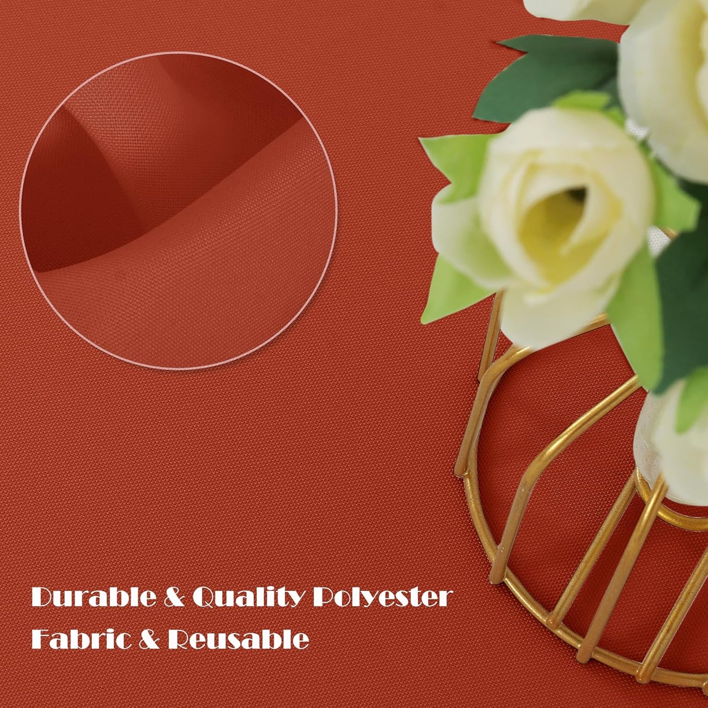 sancua 2 Pack Fall Tablecloth 60 x 102 Inch Rust, Rectangle Thanksgiving Burnt Orange Table Cloth for 6 Feet Tables - Stain and Wrinkle Resistant Washable Polyester Table Cover for Dining Parties