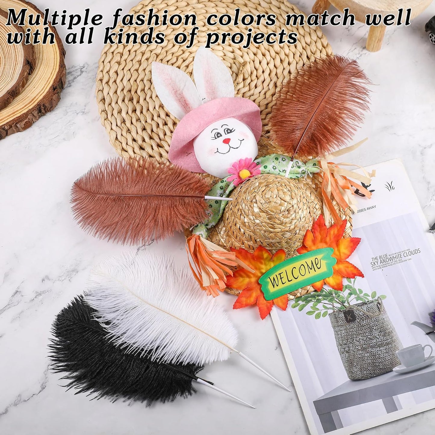 SOGUGOM Brown Craft Ostrich Feathers - 30PCS 8-10 inch Ostrich Feathers Kit for Centerpieces, Kindergarten Crafts, Dream Catchers and DIY Projects(Brown)