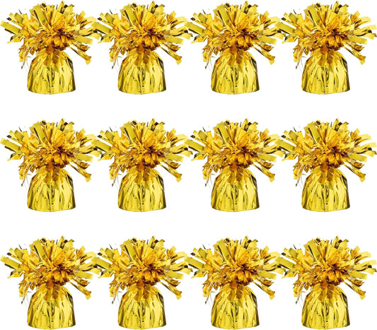 Gold Balloon Weights, Heavy Balloon Weight Pack of 12 Metallic Foil Weights for Balloons, Birthday Party & Wedding Table Centerpiece Ballon Weight, 4.8’’ DIY Ballon Weights for Helium Balloons