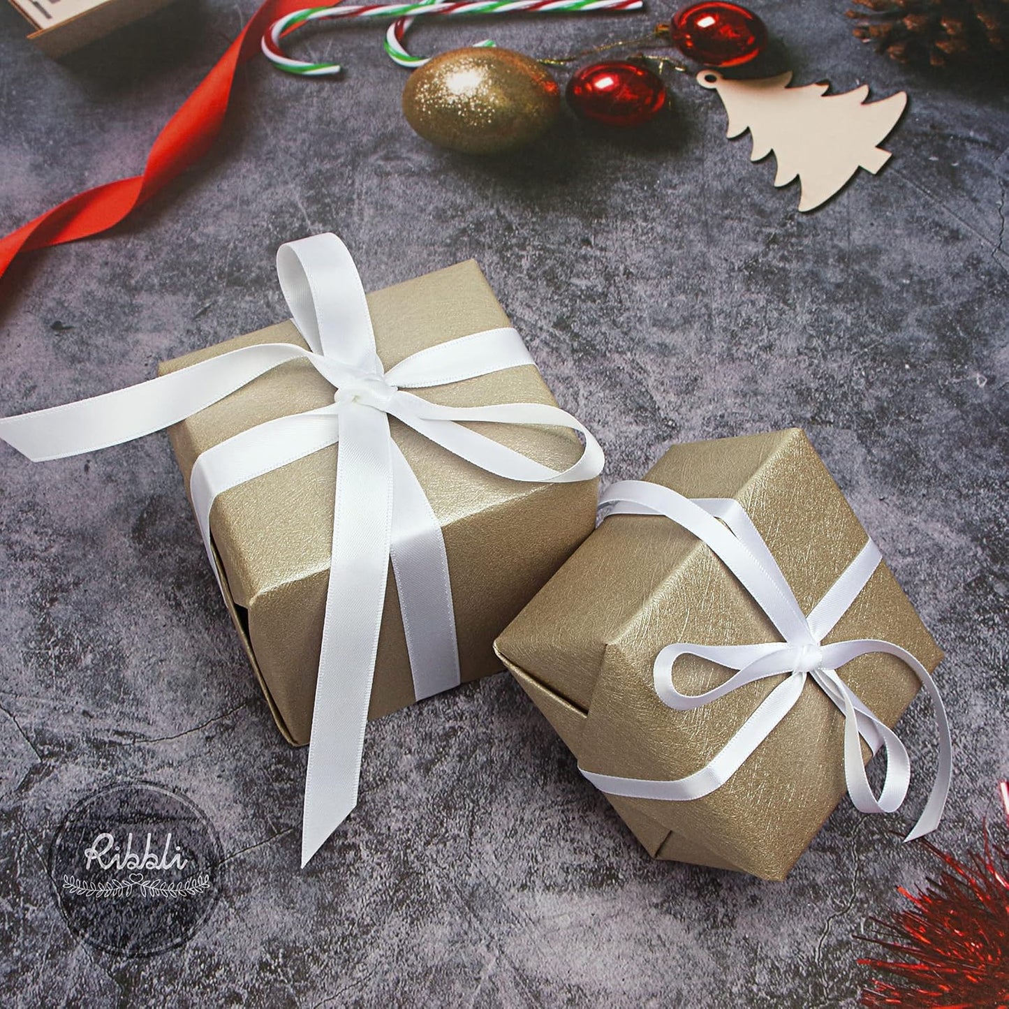 Ribbli Double Faced White Satin Ribbon,1/4” x Continuous 25 Yards,Use for Bows Bouquet,Gift Wrapping,Floral Arrangement