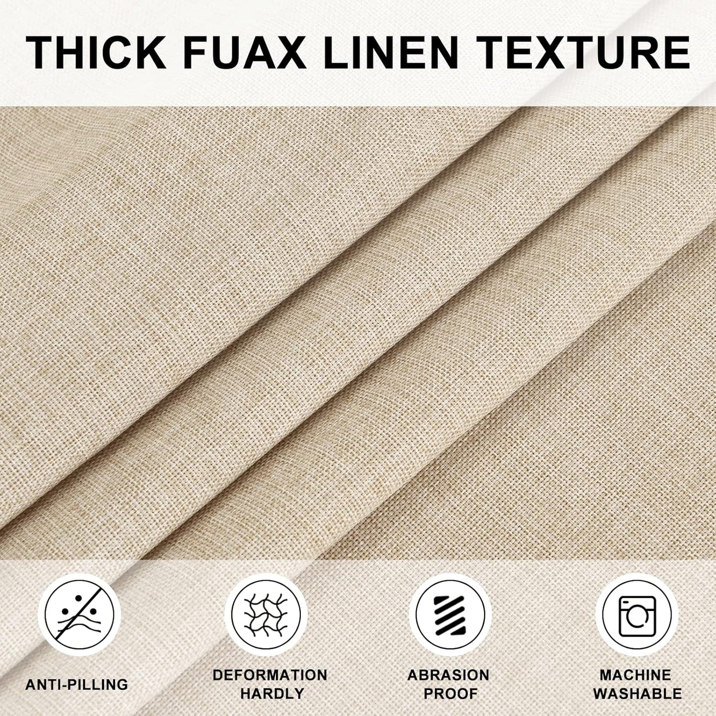 Hiasan Round Linen Tablecloth 108 Inch - Wrinkle and Stain Resistant Washable Polyester Fabric Table Cloth for Dining Room Kitchen Party, Beige