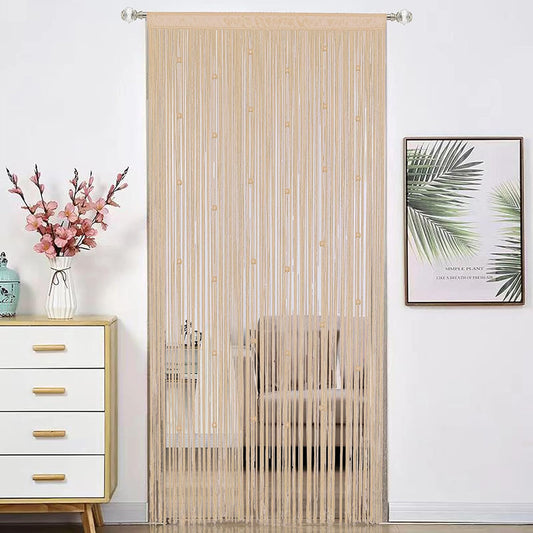 Beaded Doorway Curtain Door Beads Dense String Curtains Fringe Hippie Perfect for Wall Hanging Decor Room Divider Privacy Doors Window Closet Doorways Decorations (100x280cm,Beige)