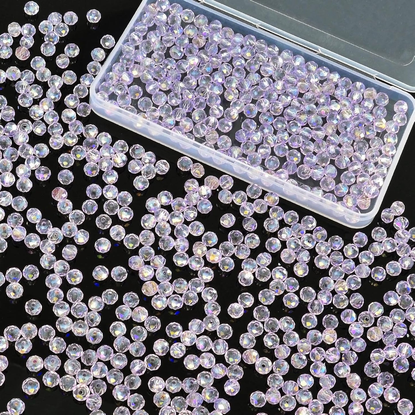 500Pcs 6mm Crystal Glass Beads for Jewelry Making Beads for Bracelets Necklace Pendants Making Supplies(Light Purple)