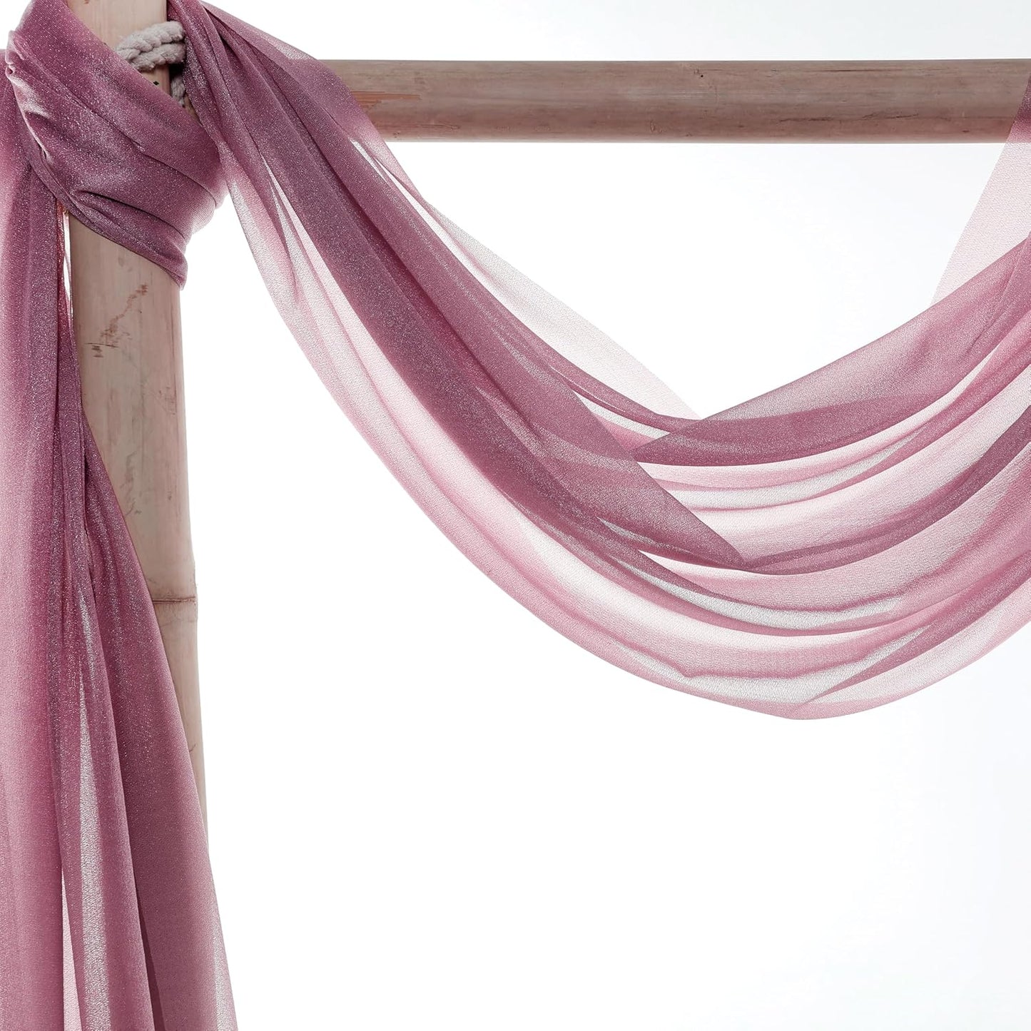 VDS Pack of 2 Panel (30 Inch X 30 Feet) Wedding Arch Draping Fabric Sheer Chiffon Fabric Drapery for Wedding Ceremony Reception Swag Backdrop Canopy Chuppah ARBO Altars Decoration (Mauva)