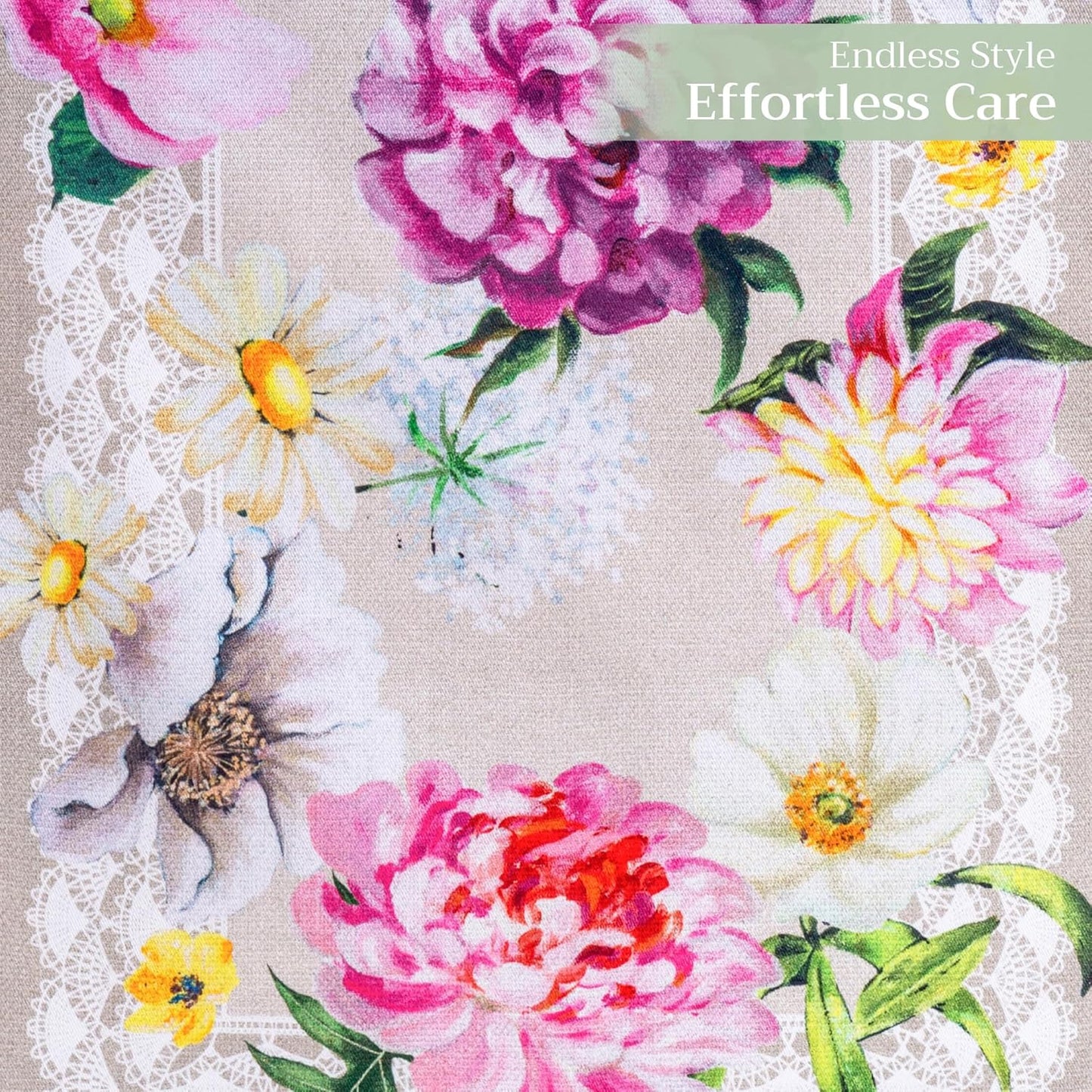 Maison d' Hermine Table Runner 100% Cotton Single Layer Table Runners 108 inches Long Decorative for Home Kitchen Dining Party Baby Shower Wedding Bridal Shower Spring Summer (Pivoine, 14.50" x 108")