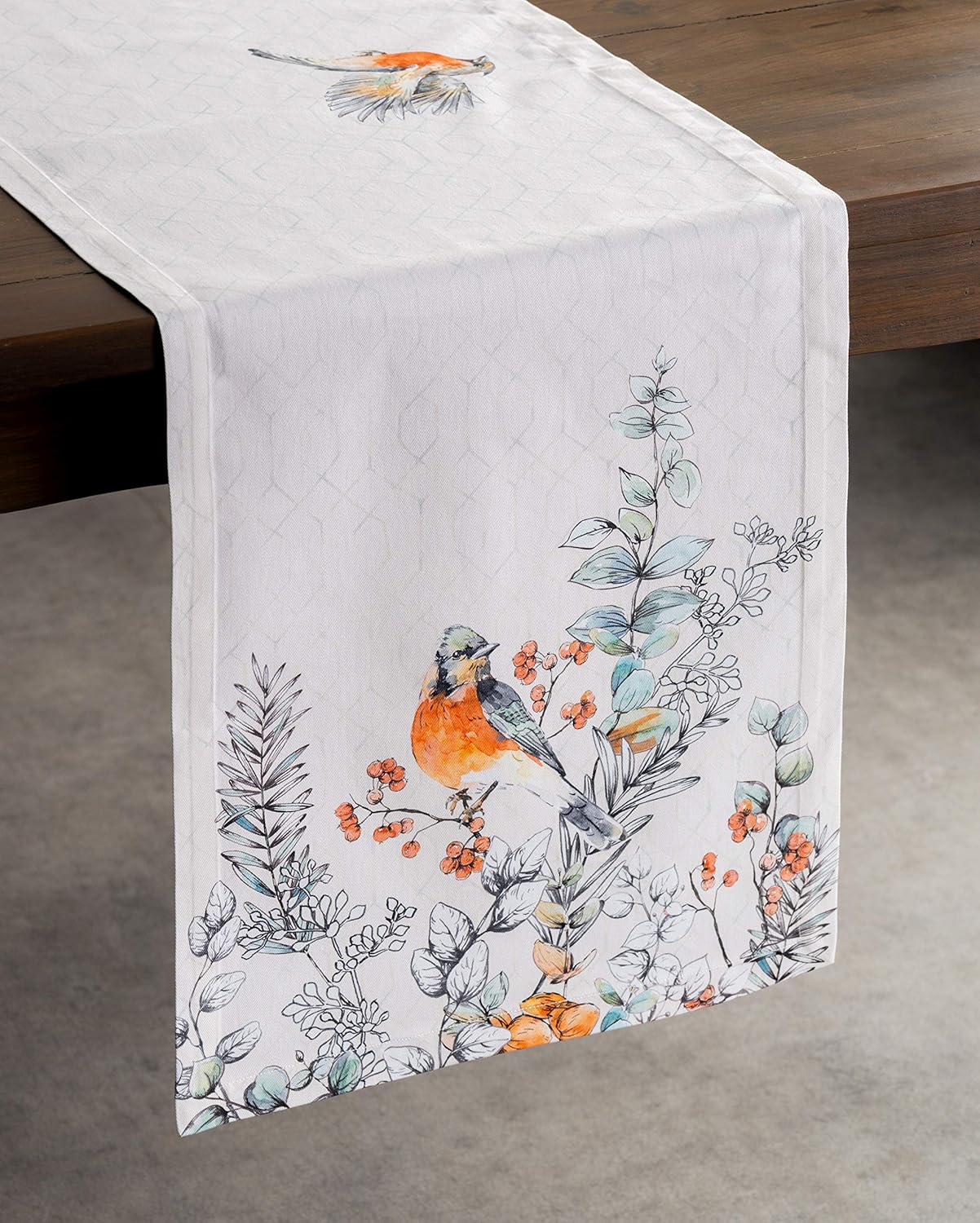 Maison d' Hermine Table Runner 100% Cotton Single Layer Table Runners 48 inches Long for Thanksgiving Christmas Decorations Home Kitchen Dining Party Wedding (Whitish Shabby Chique, 14.5" x 48")