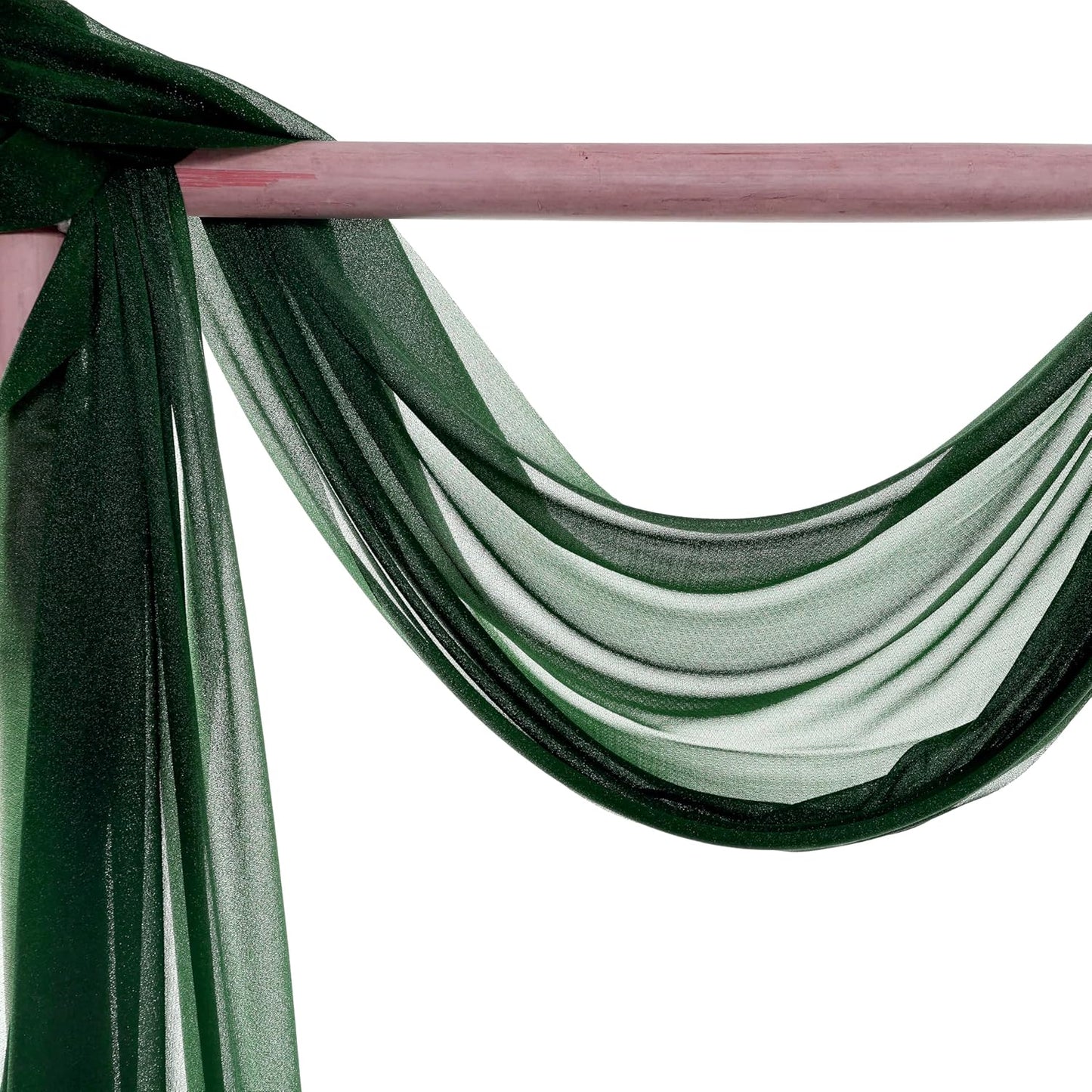 VDS Pack of 1 Panel (30 Inch X 50 Feet) Wedding Arch Draping Fabric Sheer Chiffon Fabric Drapery for Wedding Ceremony Reception Swag Backdrop Canopy Chuppah ARBO Altars Decoration (Hunter Green)