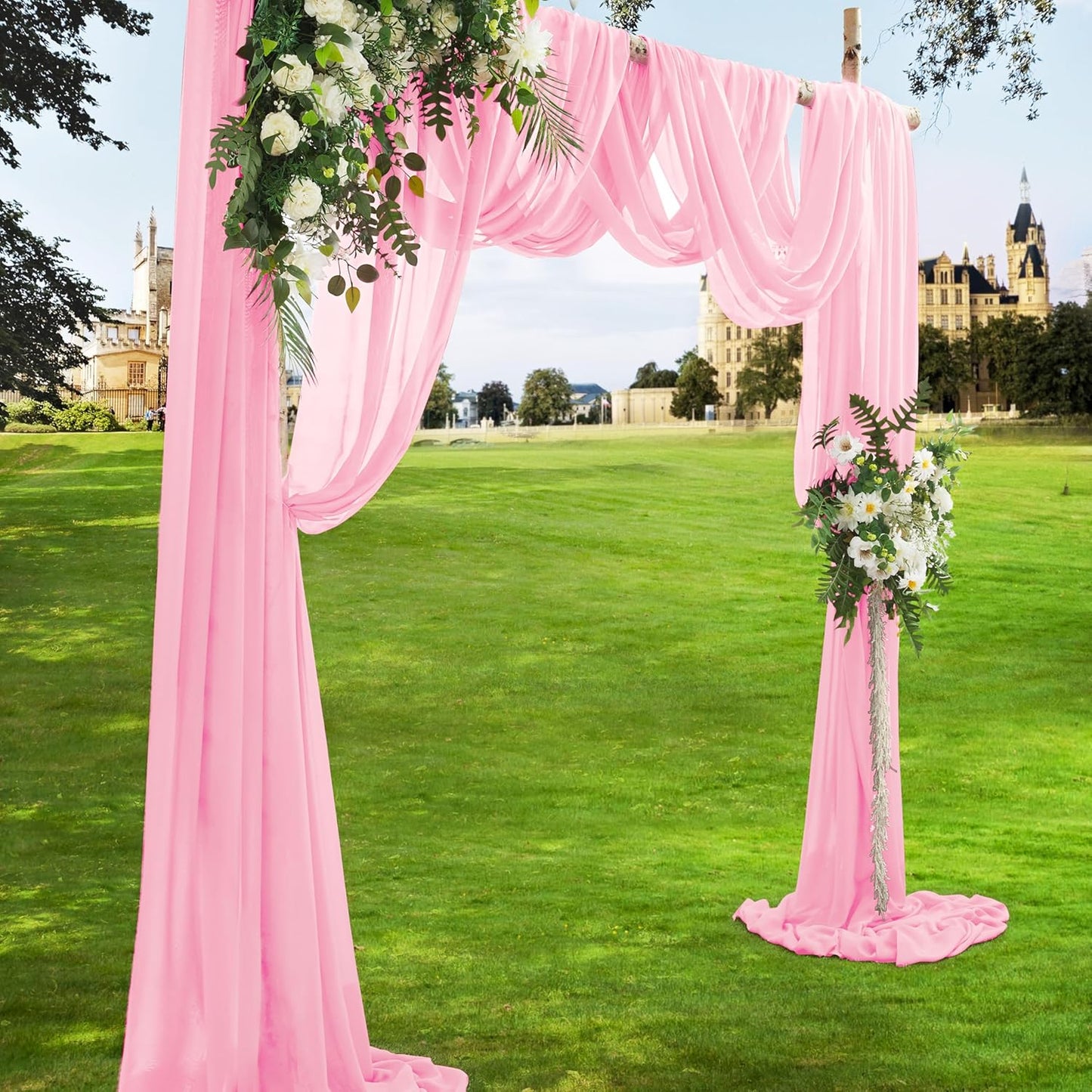 VACVELT Wedding Arch Draping Fabric Blush Pink Chiffon, 1 Panel Sheer Drapes 30 Inch x 20ft Chiffon Backdrop Curtain Decor, Outdoor Sheer Drapery for Ceremony Party Ceiling
