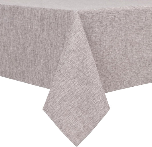 Hiasan Faux Linen Rectangle Tablecloth - Wrinkle and Stain Resistant Washable Table Cloth for Kitchen Dining Room Holiday Table Cover for Dinner, Stone, 70 x 120 Inch