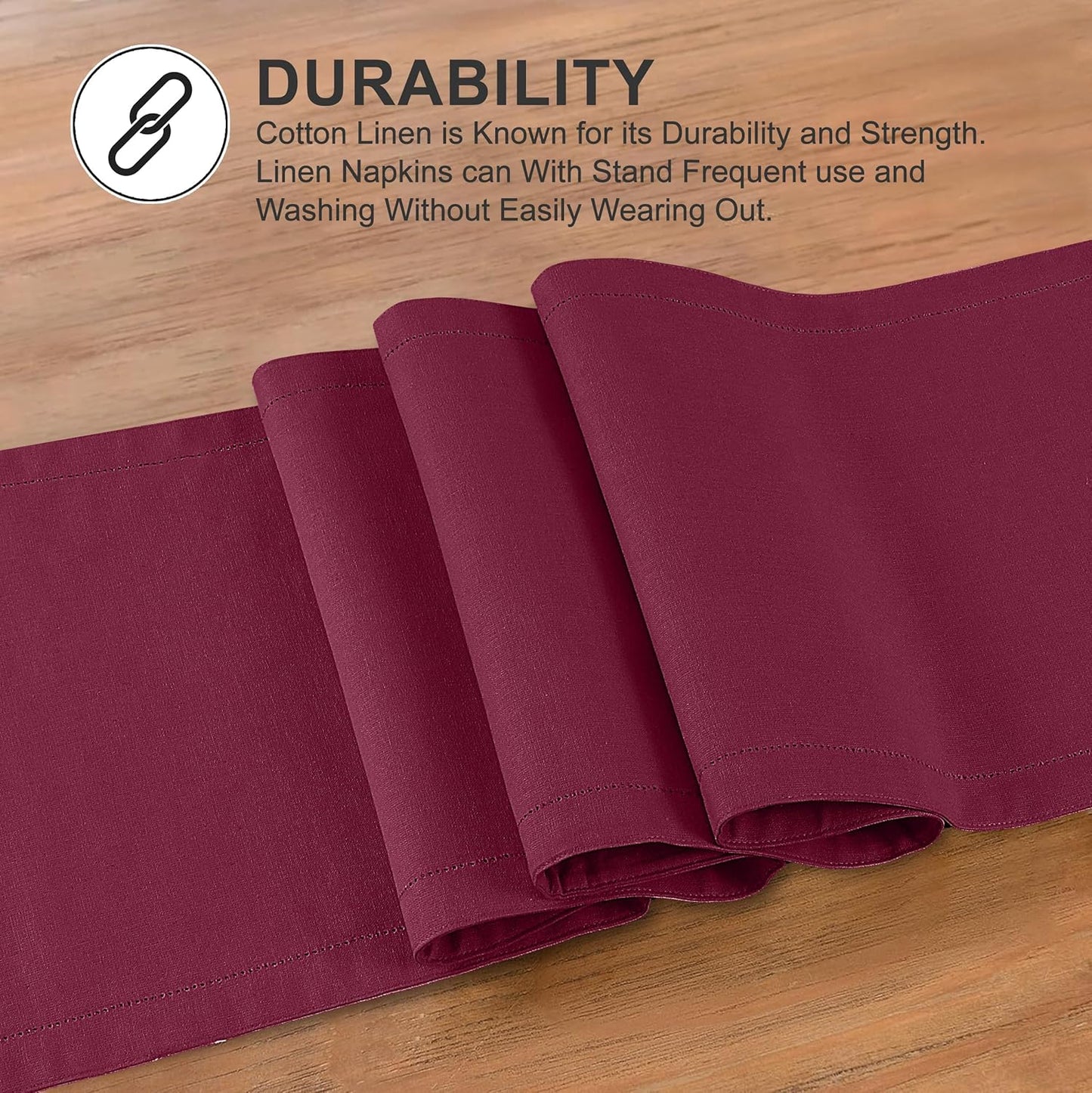 Ruvanti Linen Table Runner 72 Inches, Classic Hemstitch, Washable, Reusable, Non-Slipping, Stain Resistant- Perfect for Parties, Weddings, Dinners, Thanksgiving, Christmas, Indoor use – Burgundy
