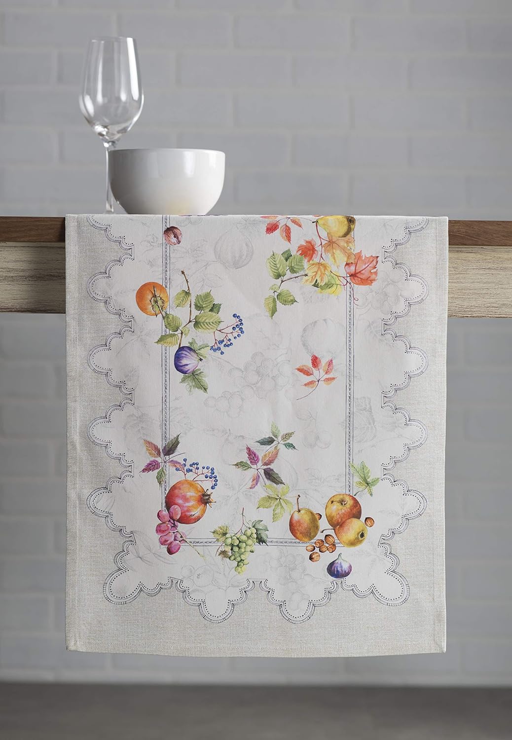 Maison d' Hermine Table Runner 100% Cotton Single Layer Table Runners 90 inches Long for Thanksgiving Christmas Decorations Home Kitchen Dining Party Wedding (Fruit D'Hiver, 14.5" x 90")