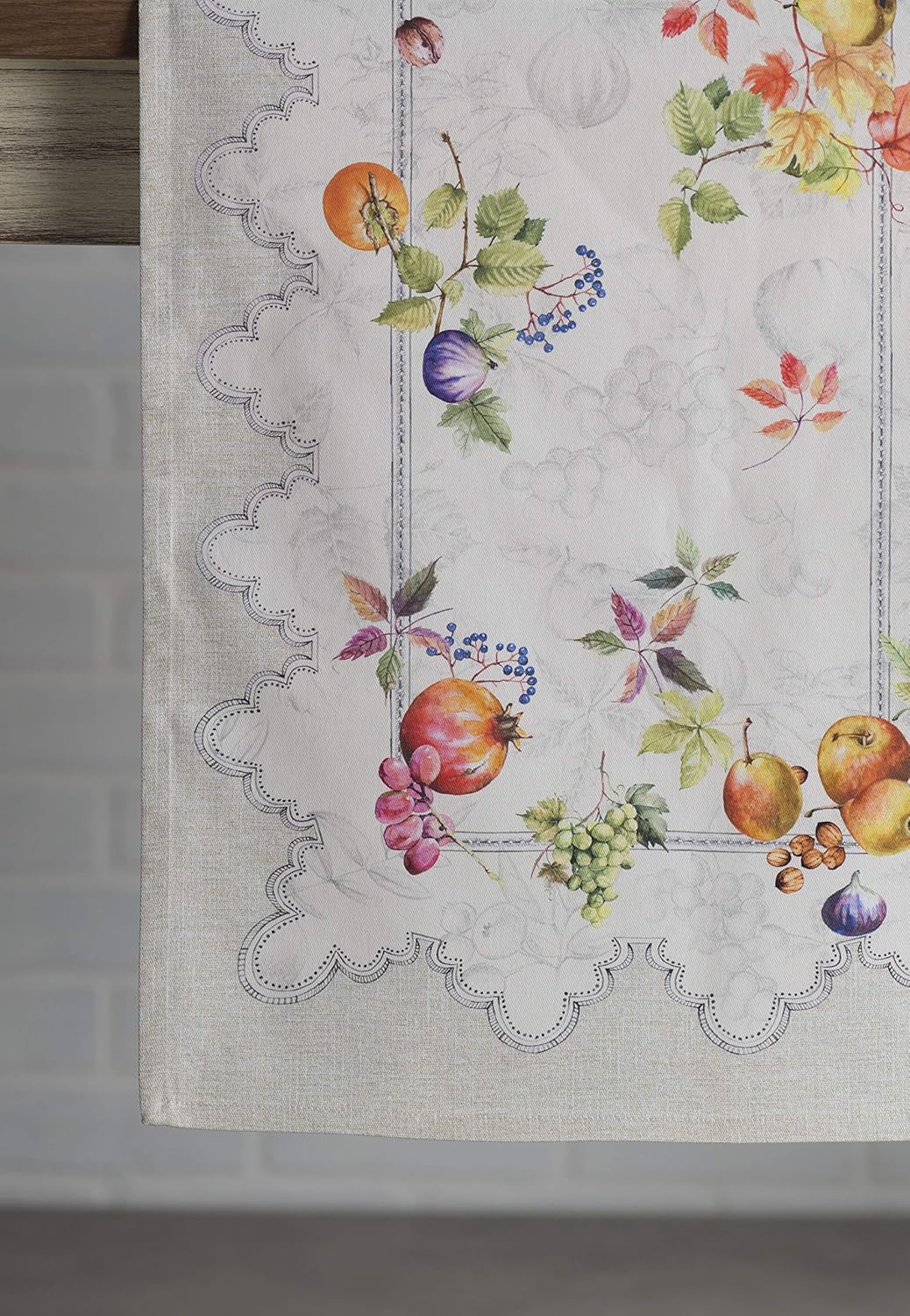 Maison d' Hermine Table Runner 100% Cotton Single Layer Table Runners 60 inches Long for Thanksgiving Christmas Decorations Home Kitchen Dining Party Wedding (Fruit D'Hiver, 14.5" x 60")