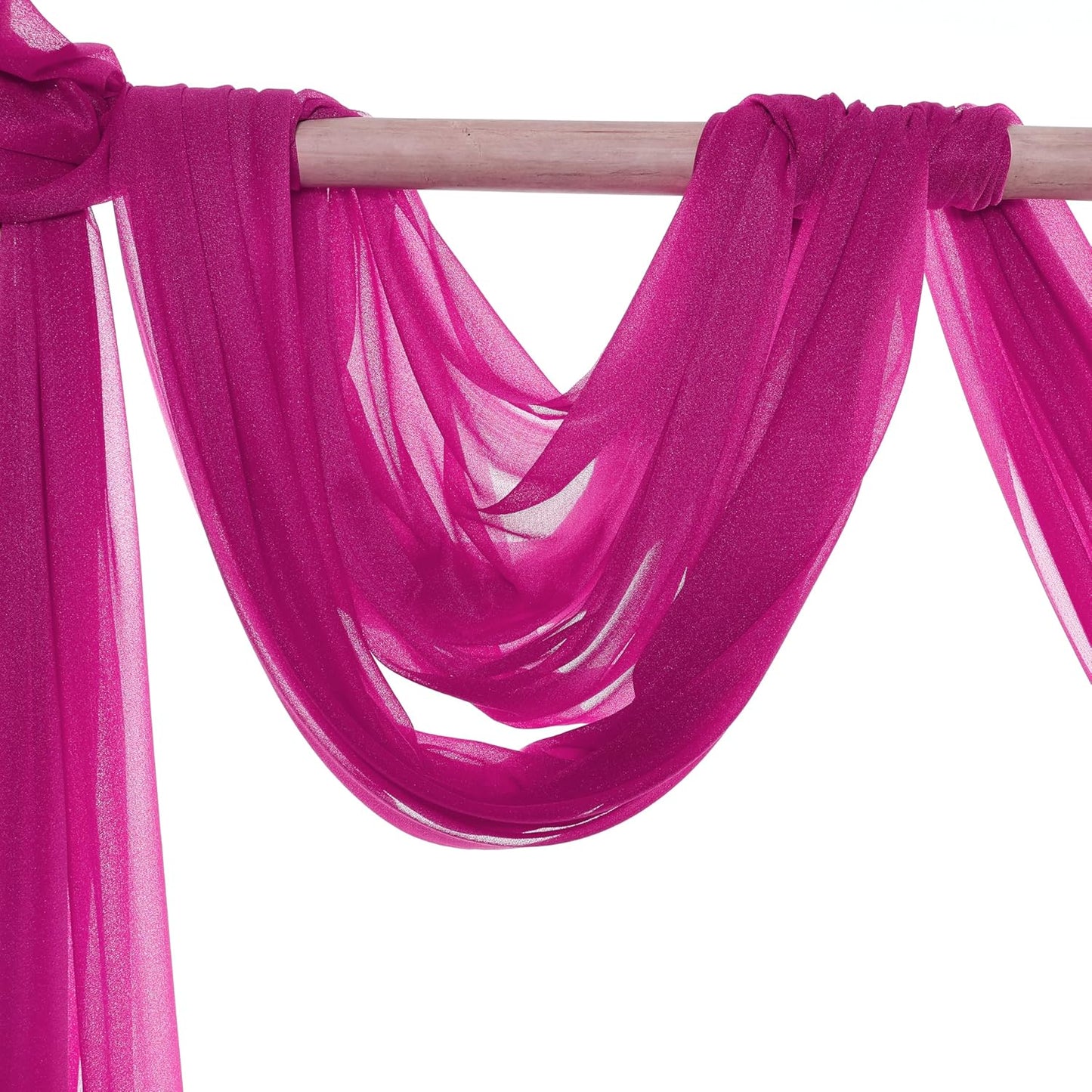 VDS Pack of 2 Panel (30 Inch X 100 Feet) Wedding Arch Draping Fabric Sheer Chiffon Fabric Drapery for Wedding Ceremony Reception Swag Backdrop Canopy Chuppah ARBO Altars Decoration (Magenta)