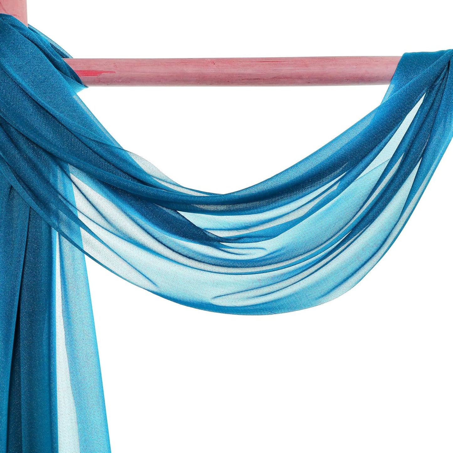 VDS Pack of 2 Panel (30 Inch X 50 Feet) Wedding Arch Draping Fabric Sheer Chiffon Fabric Drapery for Wedding Ceremony Reception Swag Backdrop Canopy Chuppah ARBO Altars Decoration (Dark Teal)