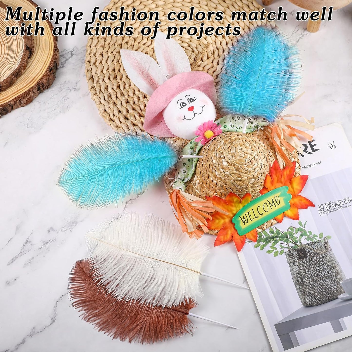 SOGUGOM Turquoise Craft Ostrich Feathers - 30PCS 6-8 inch Ostrich Feathers Kit for Centerpieces, Kindergarten Crafts, Dream Catchers and DIY Projects(Turquoise)