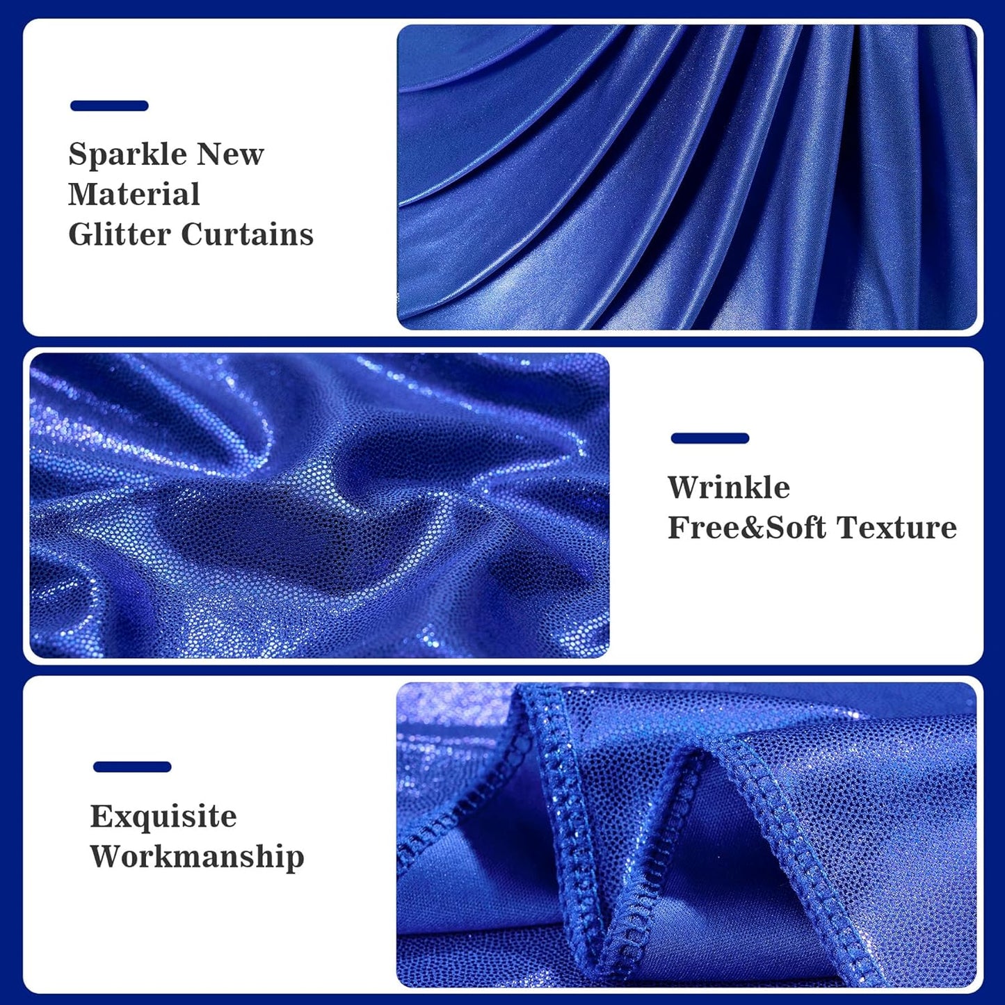 20x10ft Thick Royal Blue Glitter Backdrop Curtain Panels for Parties, Wrinkle Free Sequin Sparking Photo Backdrop Drapes, 4 Panels 5x10ft Shimmer Back Drop Cloth for Wedding Birthday Photography