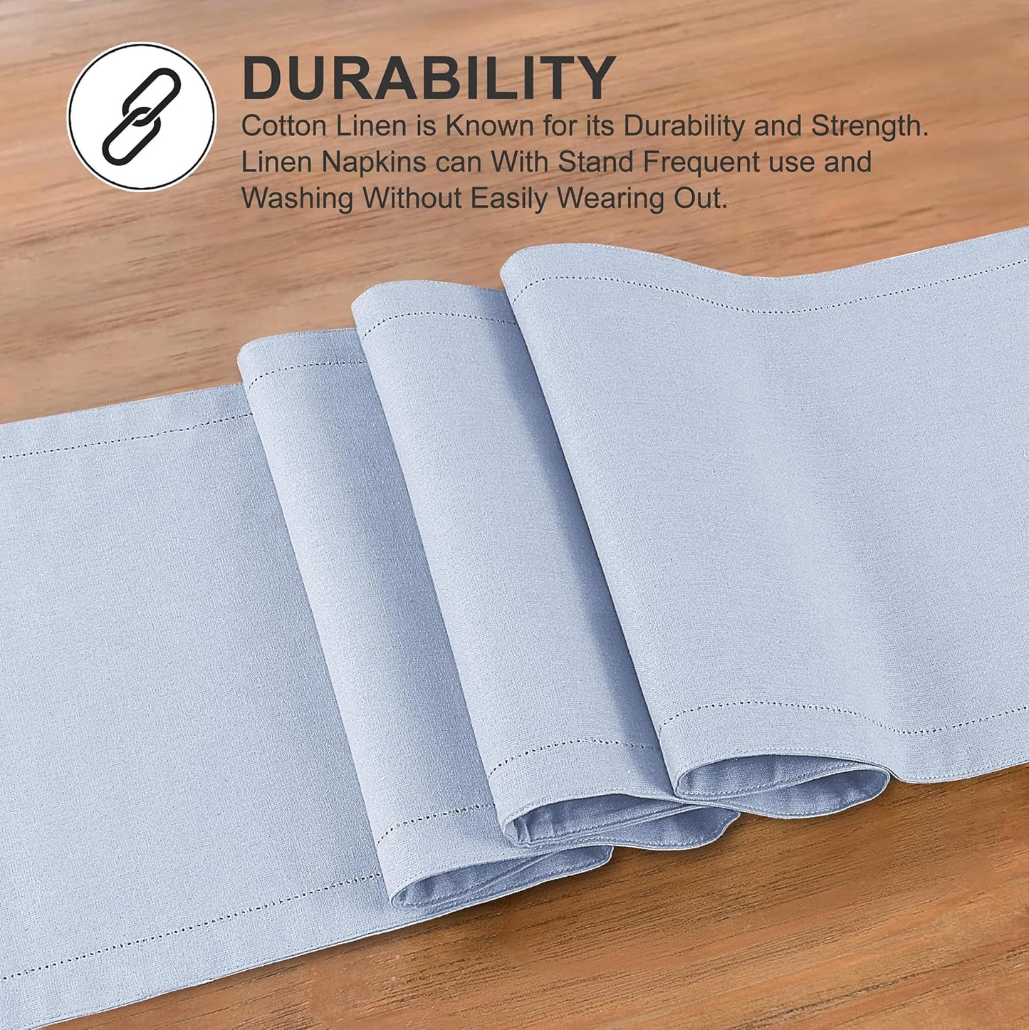 Ruvanti Linen Table Runner 90 Inches, Classic Hemstitch, Washable, Reusable, Non-Slipping, Stain Resistant- Perfect for Parties, Weddings, Dinners, Thanksgiving, Christmas, Indoor use – Arctic Ice