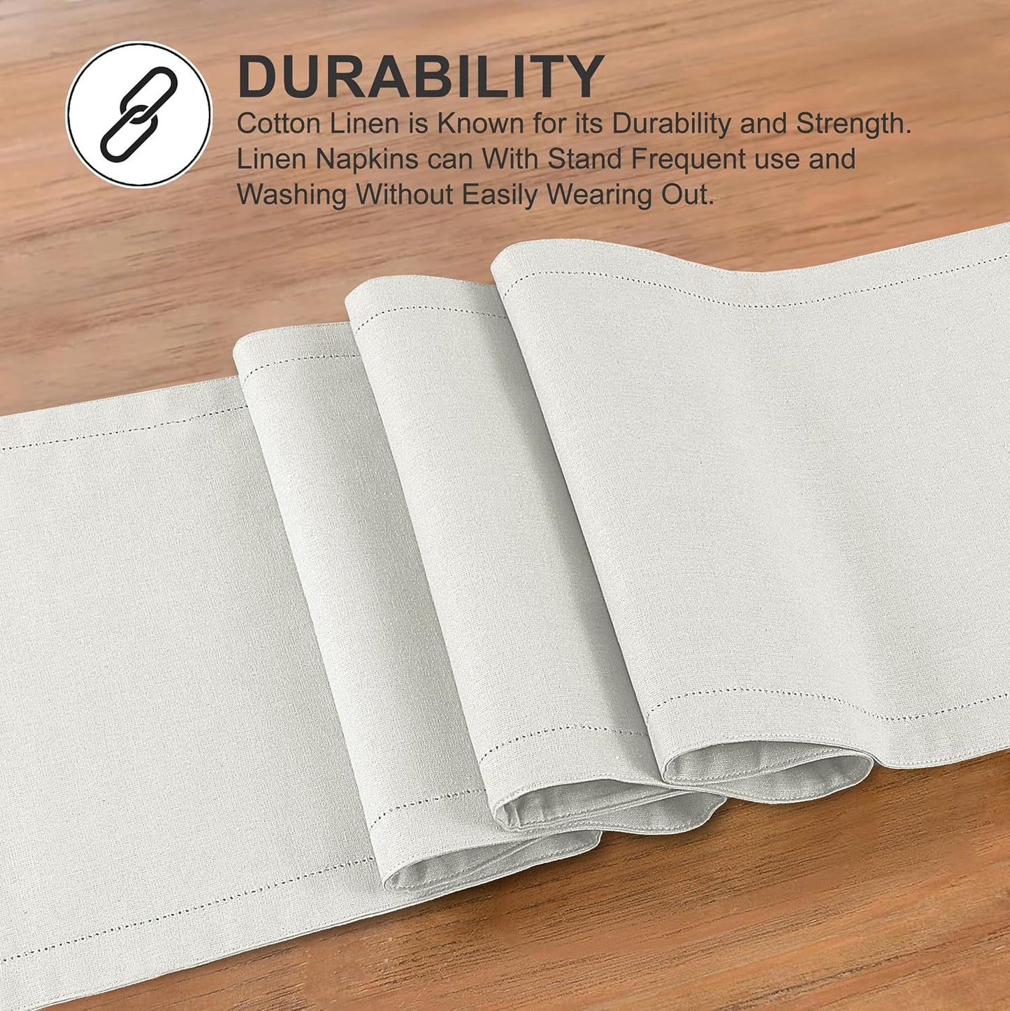 Ruvanti Linen Table Runner 60 Inches, Classic Hemstitch, Washable, Reusable, Non-Slipping, Stain Resistant- Perfect for Parties, Weddings, Dinners, Thanksgiving, Christmas, Indoor use – Ivory