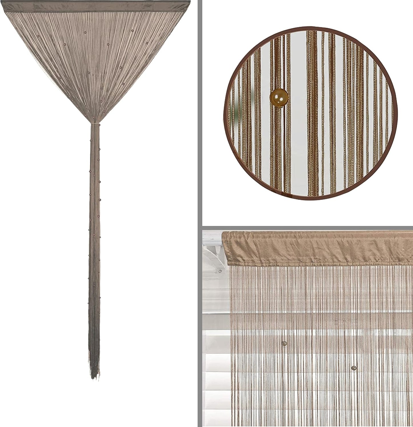 Beaded Doorway Curtain Door Beads Dense String Curtains Fringe Hippie Perfect for Wall Hanging Decor Room Divider Privacy Doors Window Closet Doorways Decorations (100x280cm,Ecru)