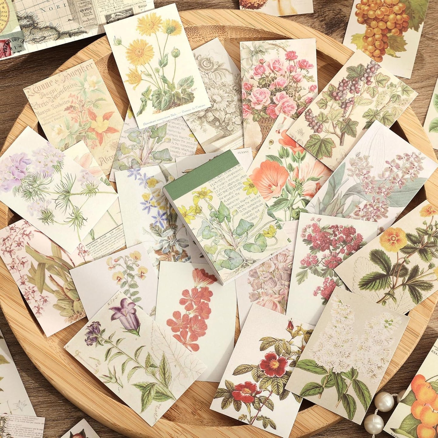 6 Sets 300 Pcs Washi Stickers Set Vintage Aesthetic Sticker Book for Journaling Decorative Scrapbook Floral Paper Sticker Kit for Scrapbooking, Bullet Journal, Art Craft Gifts, Notebook Making