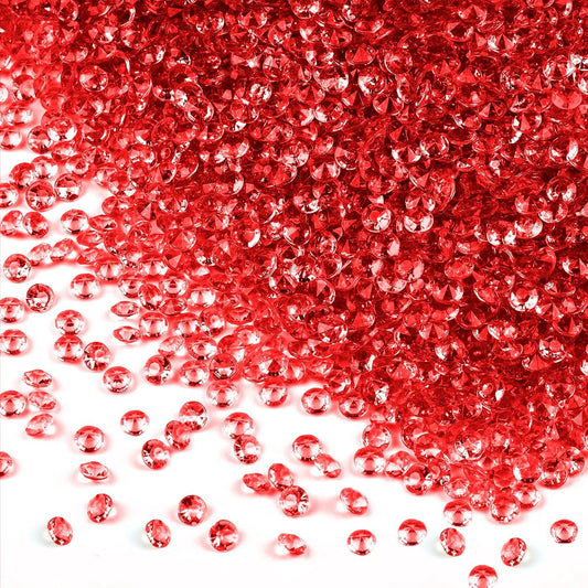 10000Pcs Crystal Acrylic Diamond Fake Gems Vase Filler, 4.5mm Faux Diamonds for Table Scatter Wedding Party, Bridal Shower, Birthday Decoration, Red