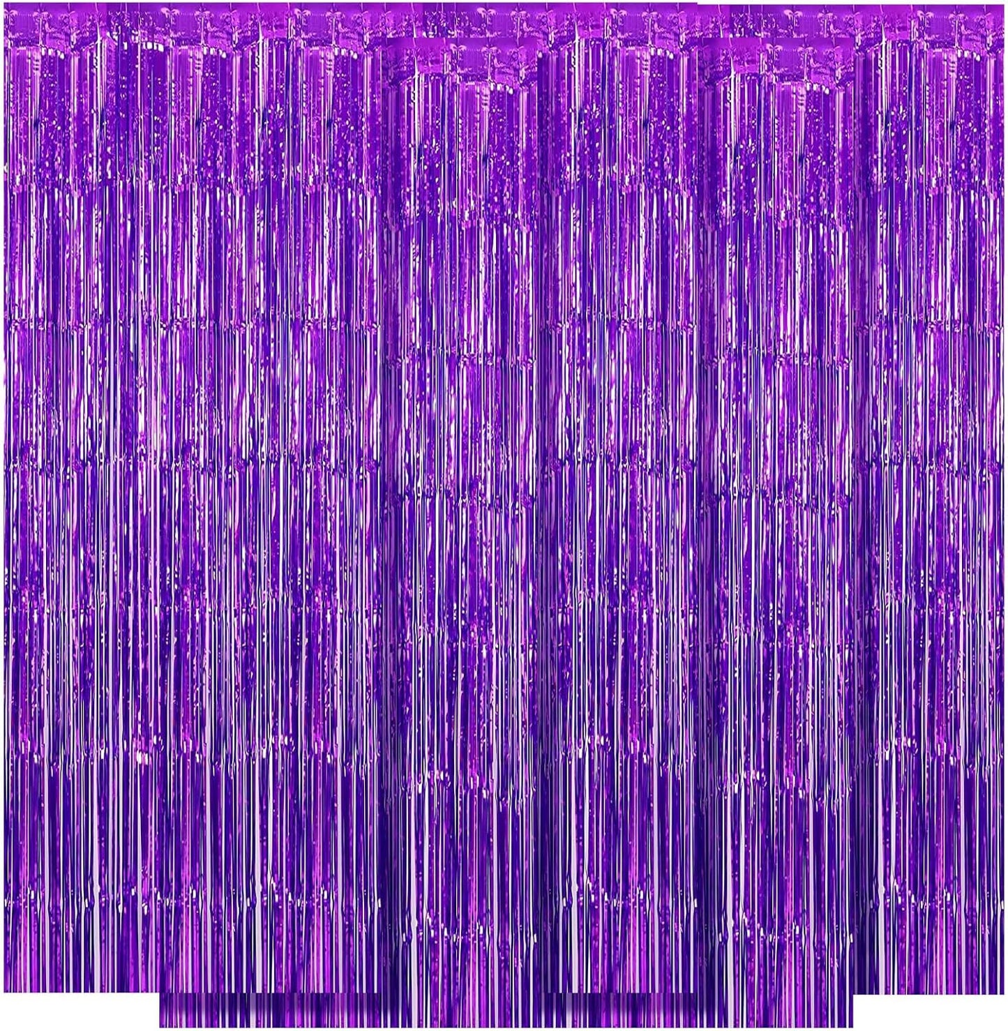 5 Pack Purple Fringe Backdrop 3.2ft x 8.2ft Foil Curtain Tinsel Foil Fringe Curtains Backdrop Tinsel Backdrop Streamers for Birthday Curtain Party Decoration Wedding Christmas Decoration (Purple)