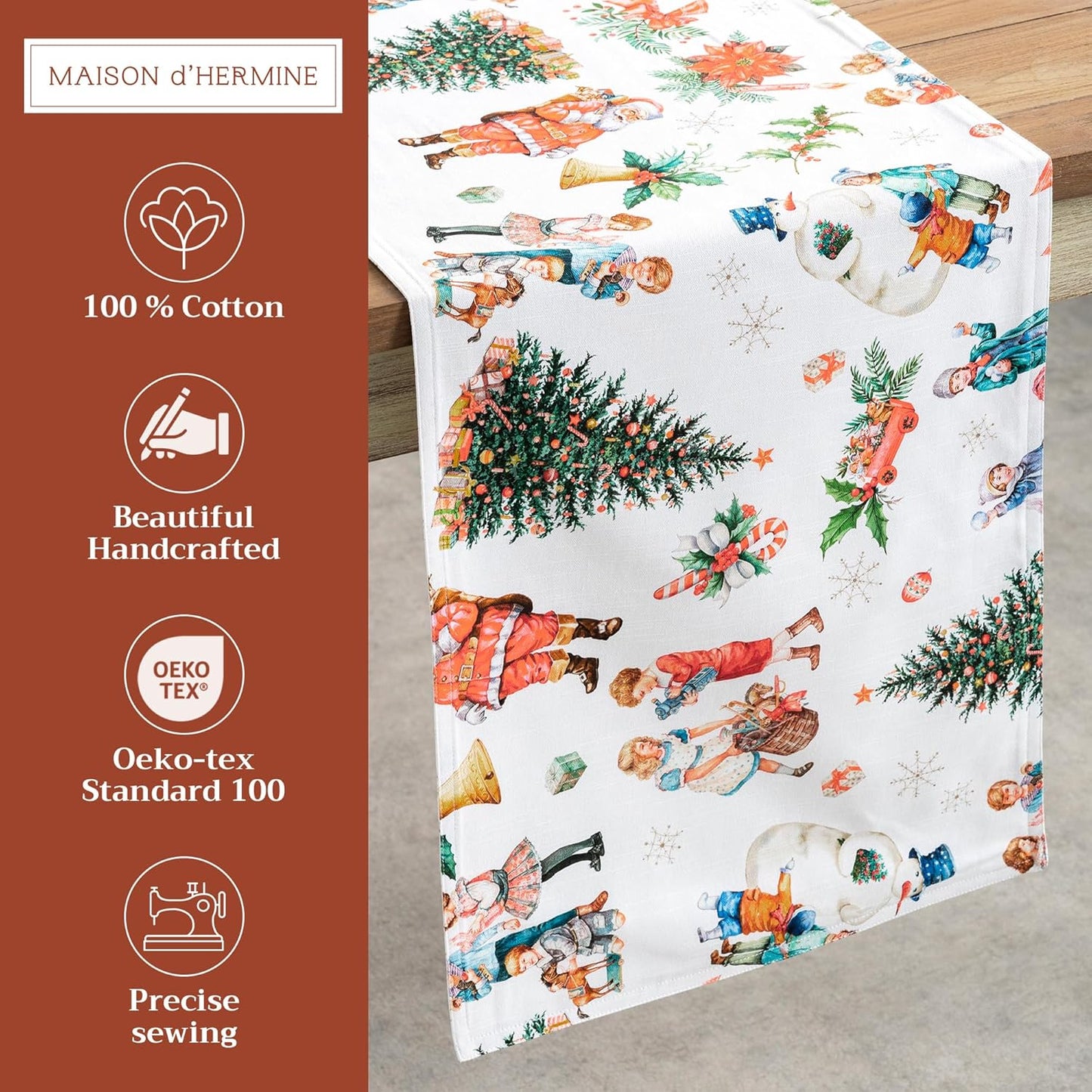 Maison d' Hermine Table Runner 100% Cotton Double Layer Table Runners 108 inches Long for Thanksgiving Christmas Decorations Home Kitchen Dining Party Wedding (Chromo, 14.5" x 108")