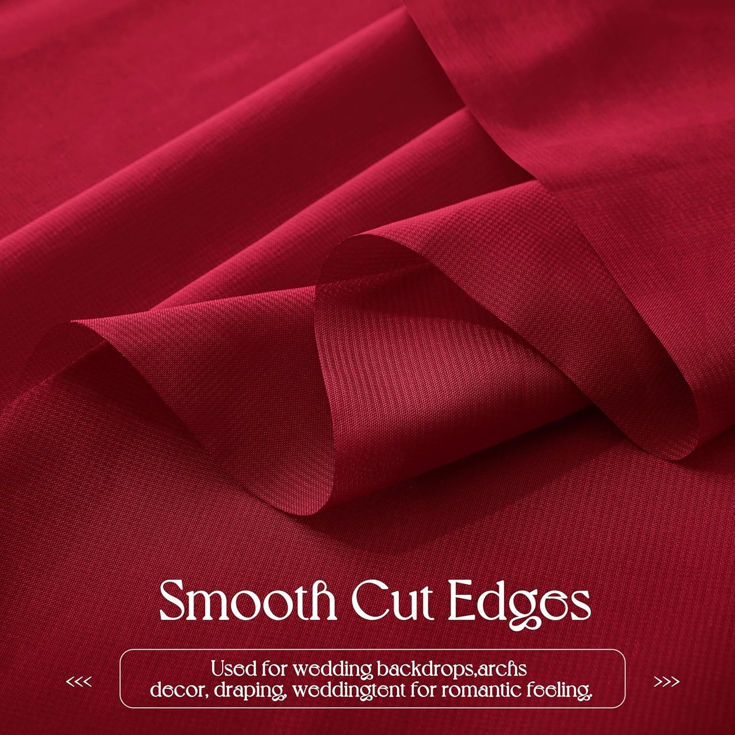 VACVELT Wedding Arch Draping Fabric - Burgundy Chiffon, 1 Panel Sheer Drapes, 30 Inch x 20ft Chiffon Backdrop Curtain, Outdoor Sheer Drapery for Ceremony Party Ceiling