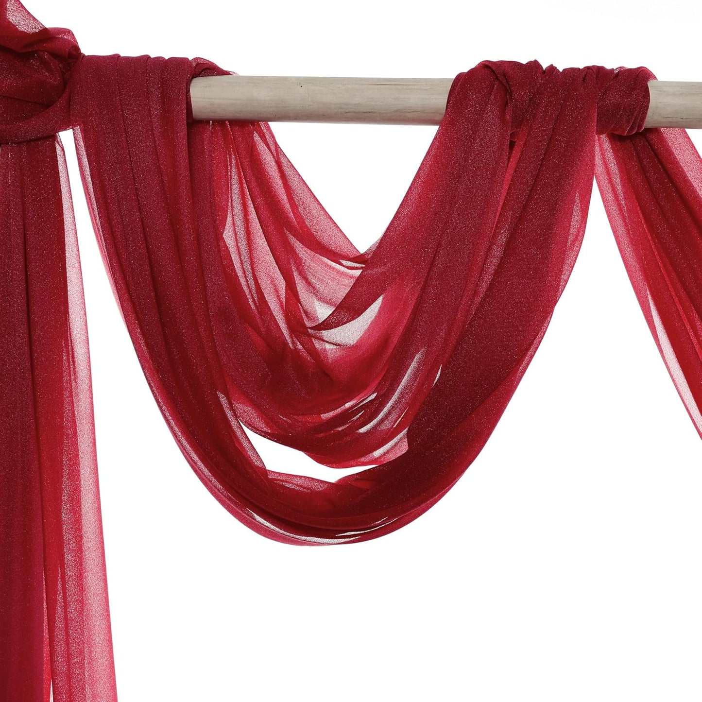 VDS Pack of 1 Panel (30 Inch X 30 Feet) Wedding Arch Draping Fabric Sheer Chiffon Fabric Drapery for Wedding Ceremony Reception Swag Backdrop Canopy Chuppah ARBO Altars Decoration (Apple Red)