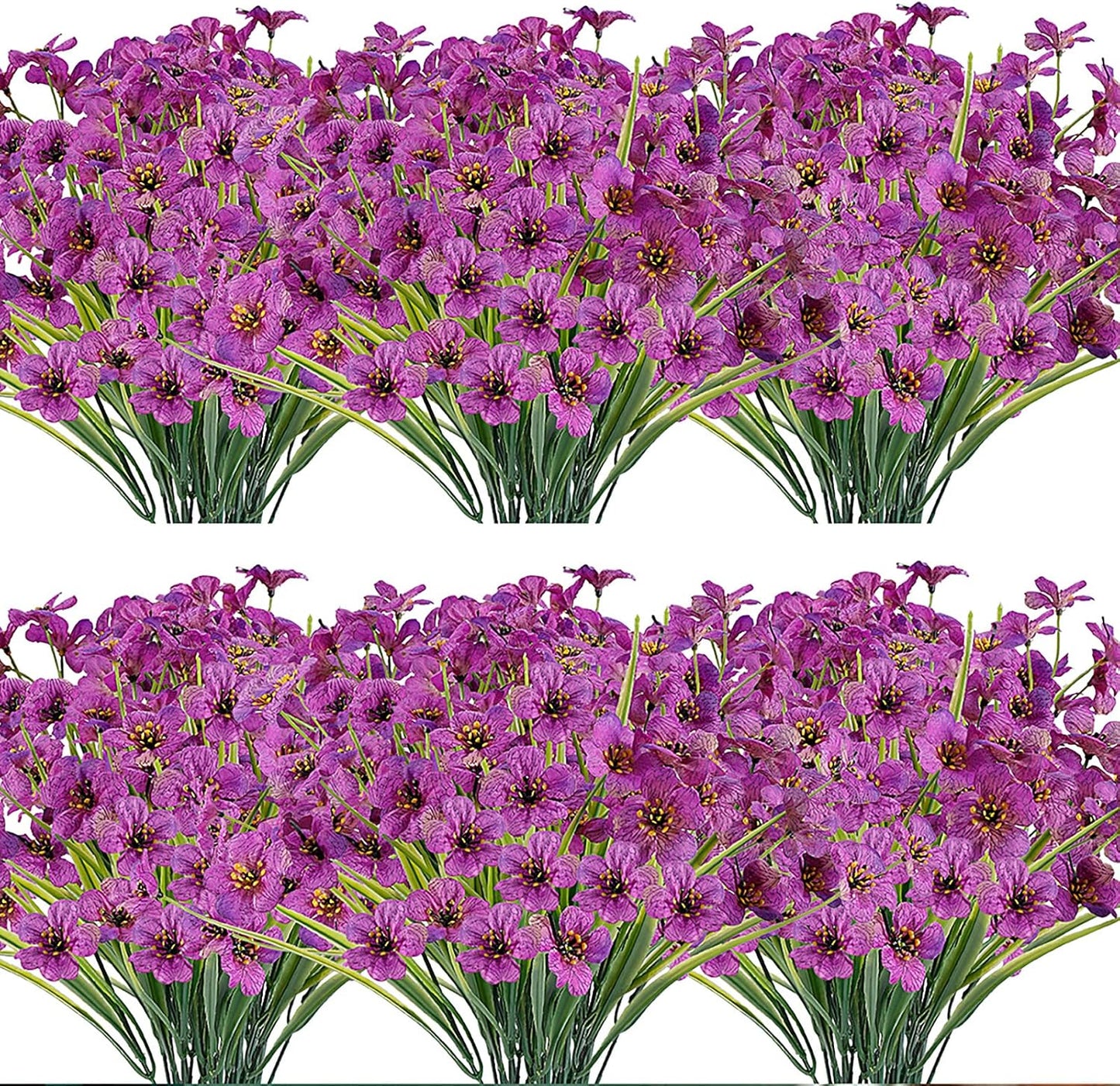 20 Bundles Artificial Flowers Outdoor UV Resistant Fake Flowers No Fade Faux Plastic Plants Garden Porch Window Box Decorating(Purple)…