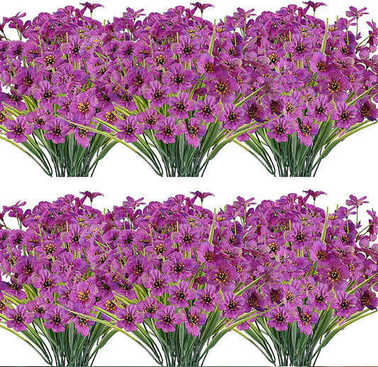 20 Bundles Artificial Flowers Outdoor UV Resistant Fake Flowers No Fade Faux Plastic Plants Garden Porch Window Box Decorating(Purple)…