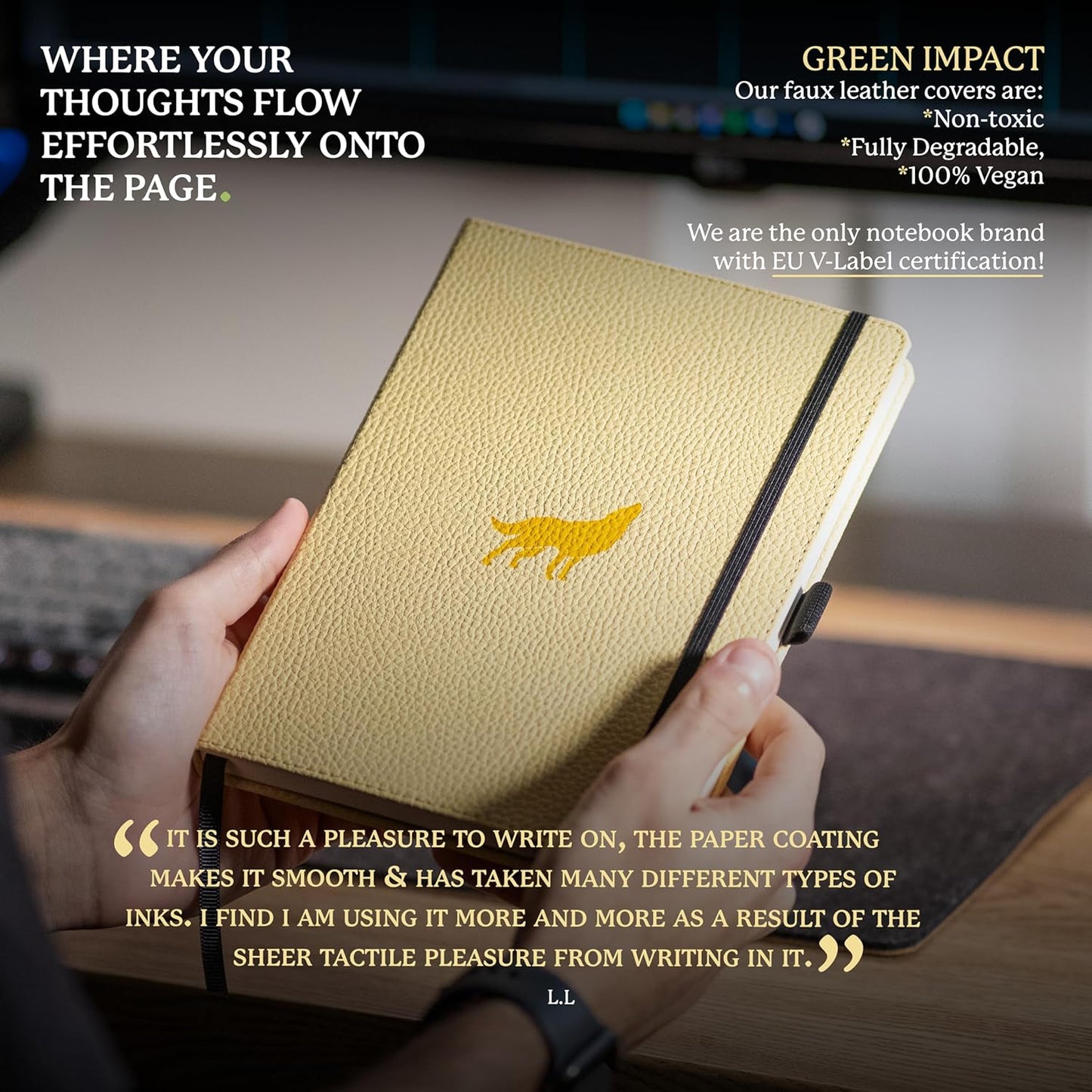 Dingbats* Wildlife Plain Writing Journal Notebook A5 - Vegan Leather Hardcover - Ideal for Work, Travel - Pocket, Elastic Closure, & Bookmark