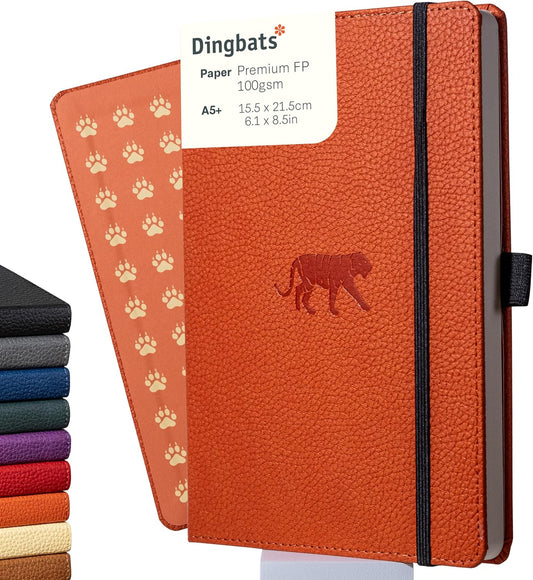 Dingbats* Wildlife Plain Writing Journal Notebook A5 - Vegan Leather Hardcover - Ideal for Work, Travel - Pocket, Elastic Closure, & Bookmark