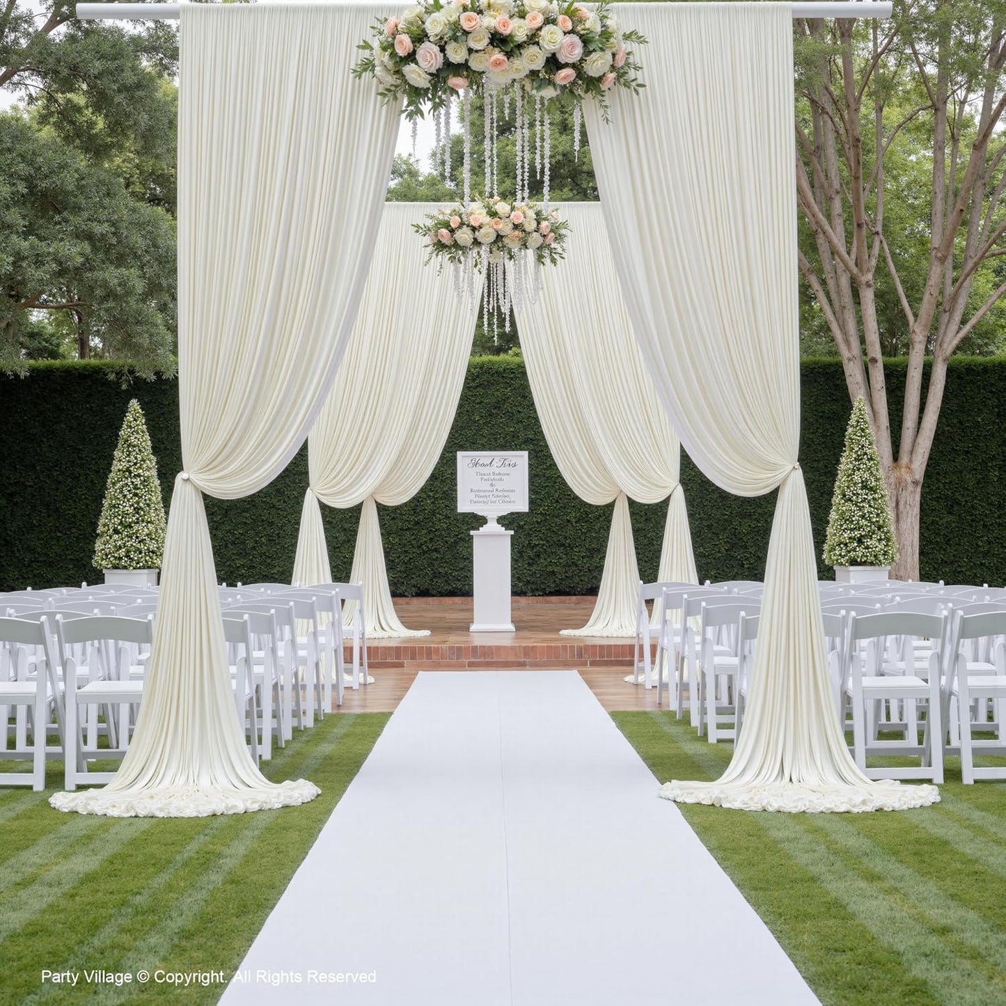 PartyVillage 10ft×15ft Ivory Backdrop Curtain for Wedding Parties, 2 Panels Wrinkle Free 15 FT Long Polyester Photo Backdrop Drapes Back Drop Cloth for Birthday Photography Background