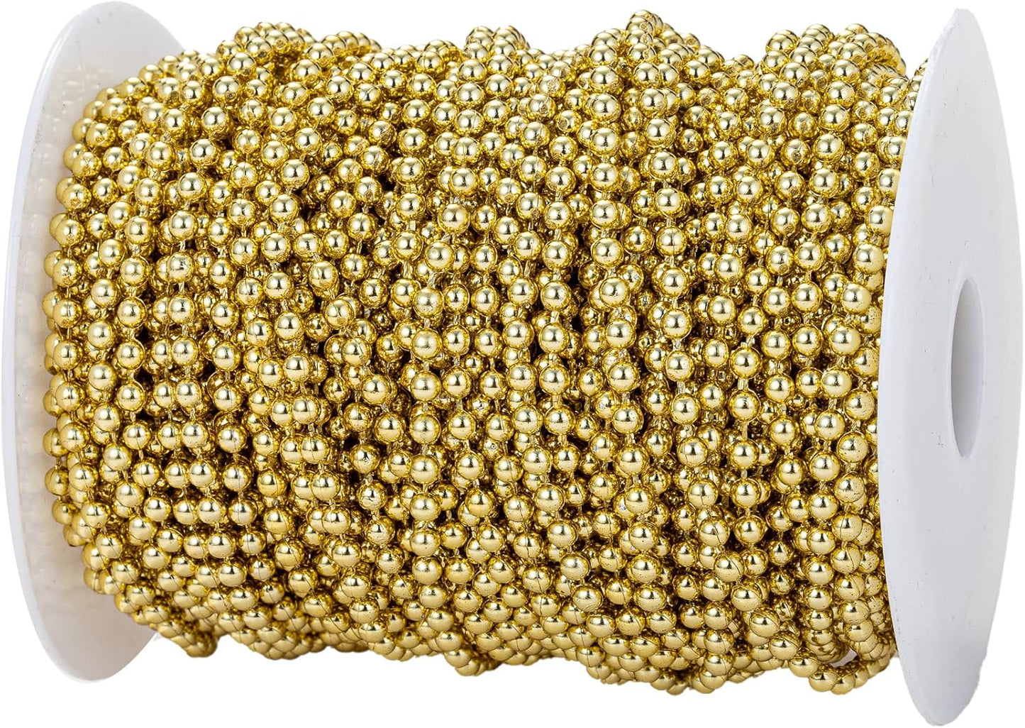 4mm Crafts Faux Pearl Beads Garland Pearl Bead Roll Strand of Pearls to Decorate Floral Centerpieces Wedding Party Favor Christmas Tree(131 Feet Gold)