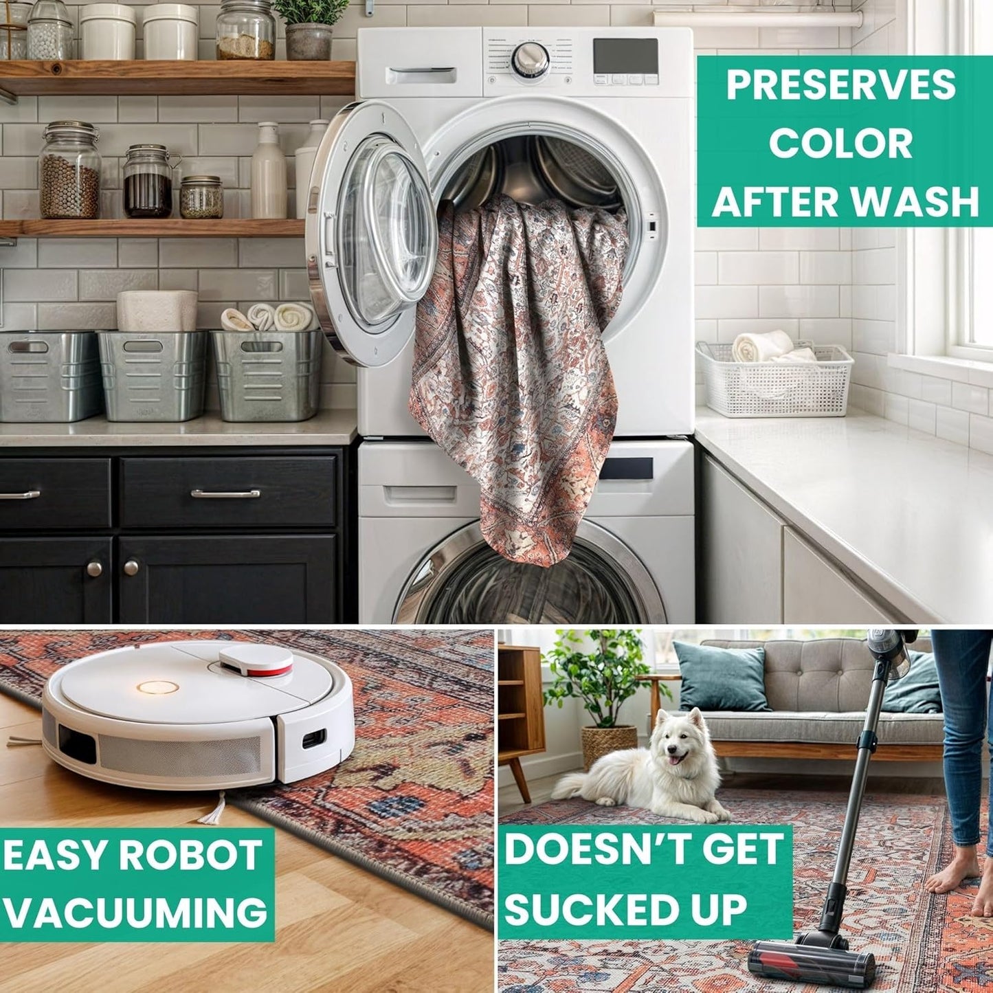 Bloom Rugs Washable Non-Slip 9' x 12' Rug - Orange Traditional Bordered Area Rug for Living Room, Bedroom, Dining Room, and Kitchen - Exact Size: 9' x 12'